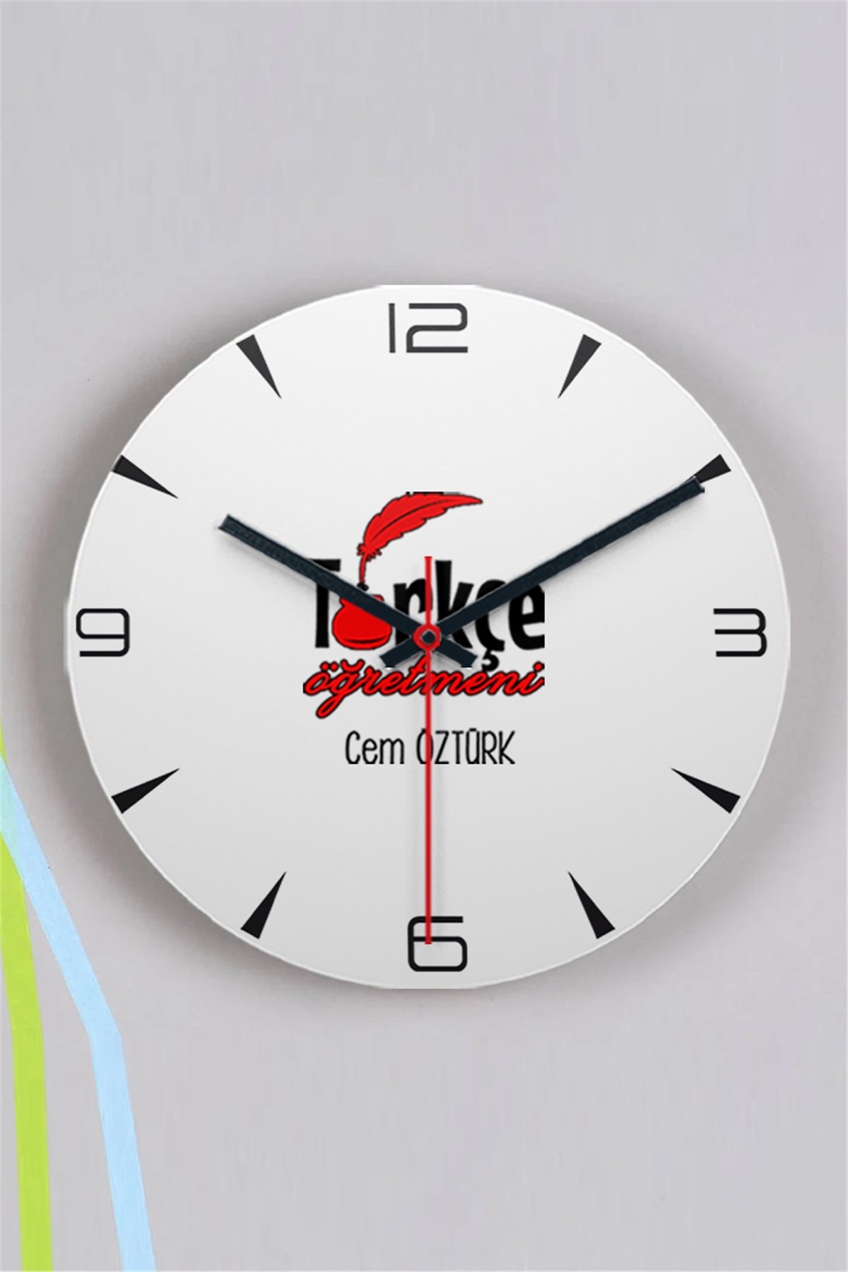 Türkçe Öğretmeni Ahşap Duvar Saati