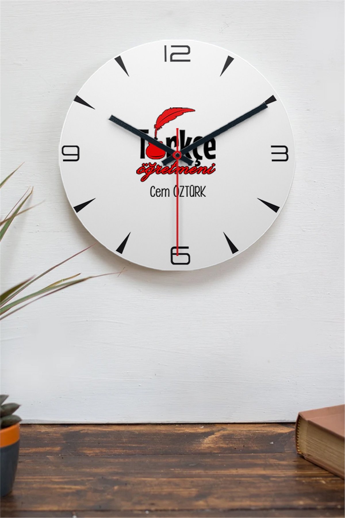 Türkçe Öğretmeni Ahşap Duvar Saati