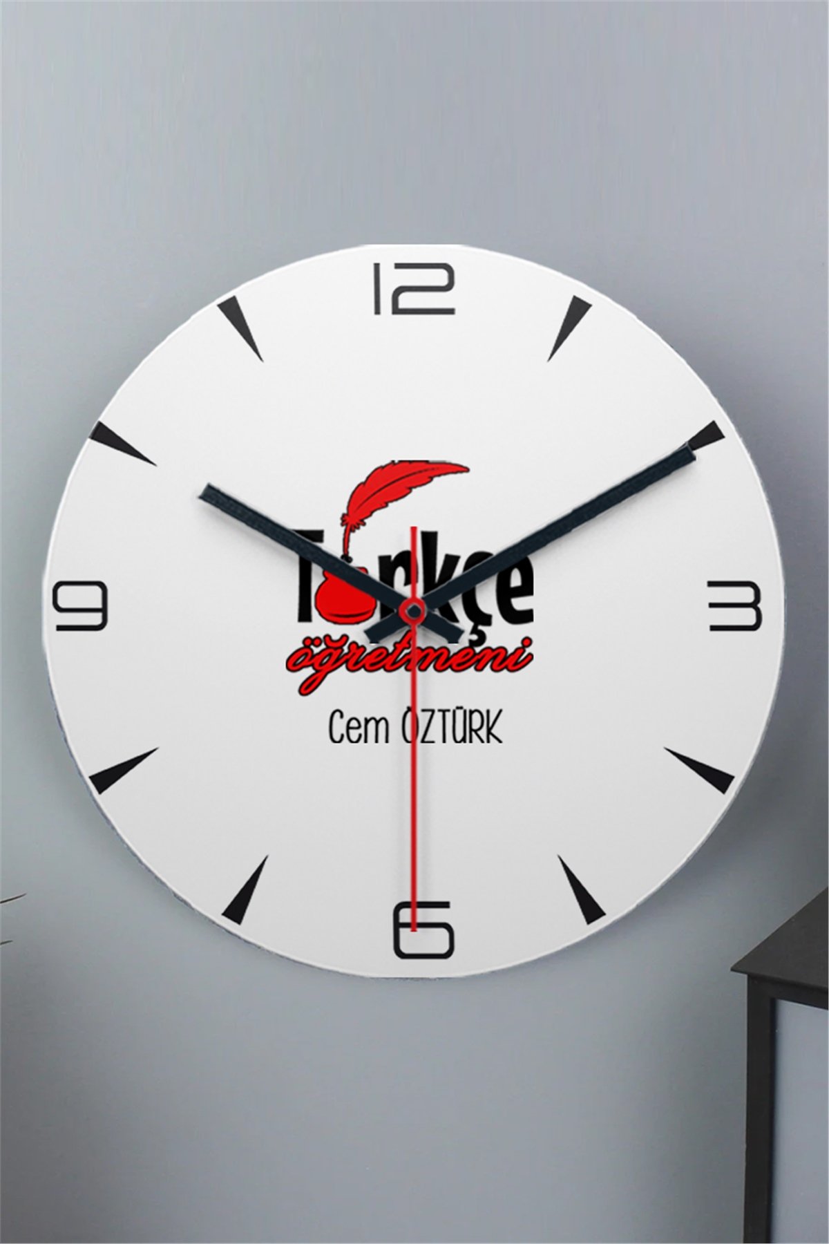 Türkçe Öğretmeni Ahşap Duvar Saati