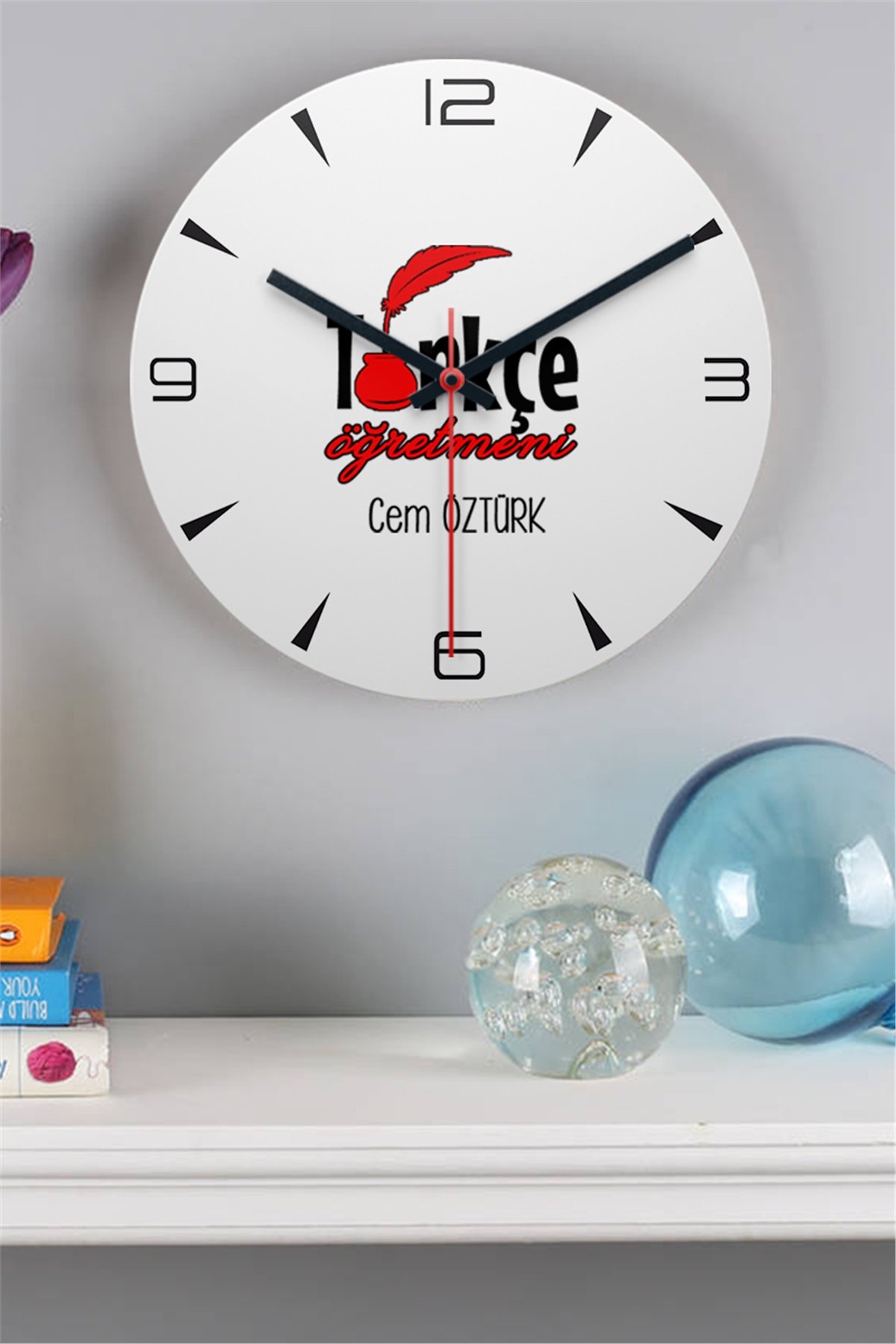 Türkçe Öğretmeni Ahşap Duvar Saati