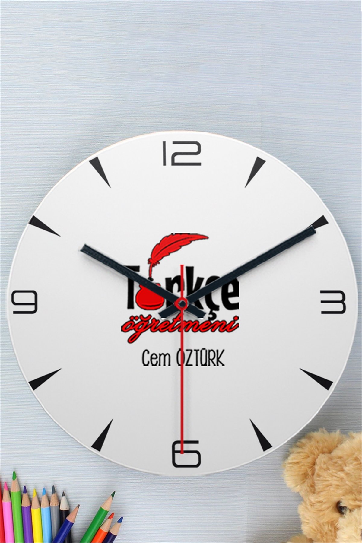 Türkçe Öğretmeni Ahşap Duvar Saati