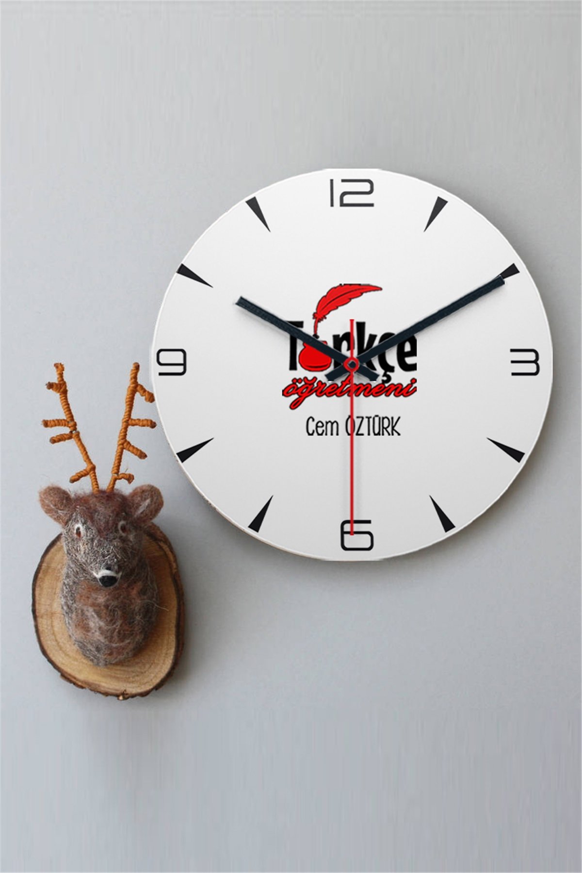Türkçe Öğretmeni Ahşap Duvar Saati