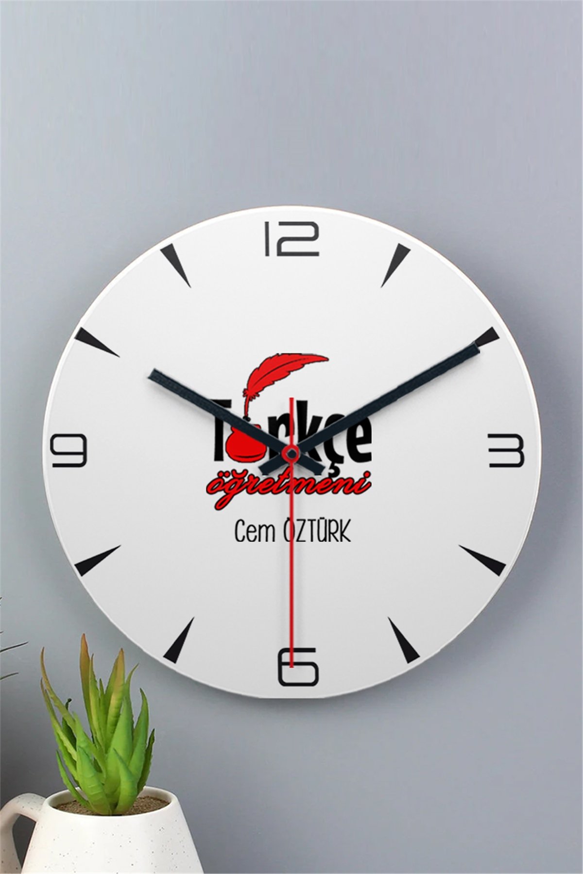 Türkçe Öğretmeni Ahşap Duvar Saati