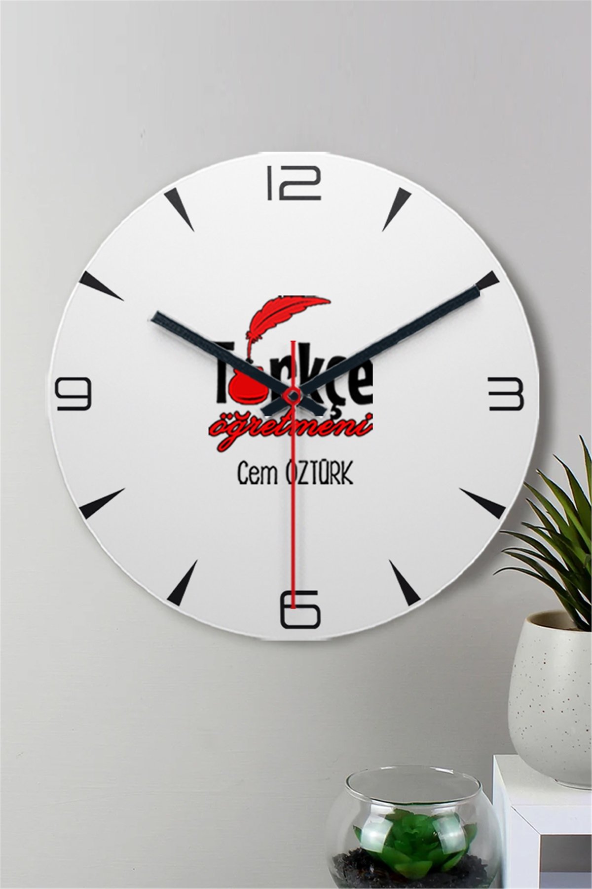 Türkçe Öğretmeni Ahşap Duvar Saati