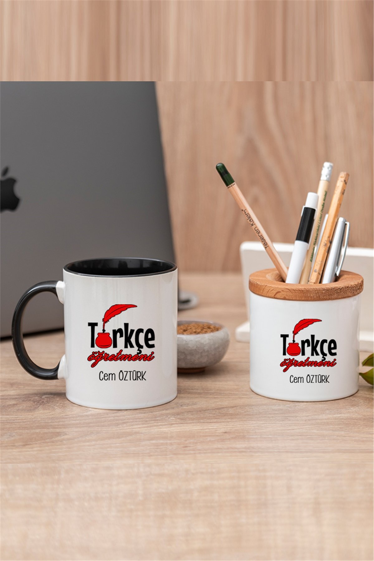 Türkçe Öğretmeni Renkli Kupa Bardak ve Kalemlik