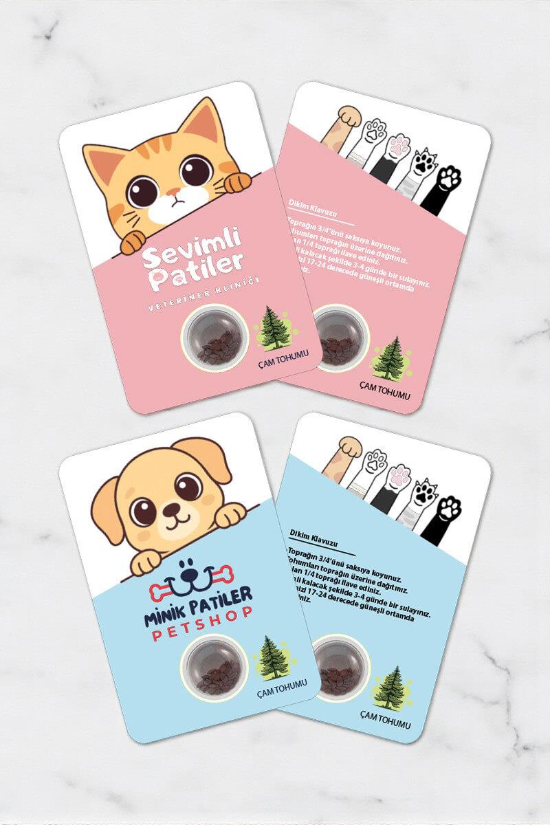 Veteriner Kliniklerine Özel Tohumlu Tanıtım Kartı 12 cm x 8 cm TTK-005