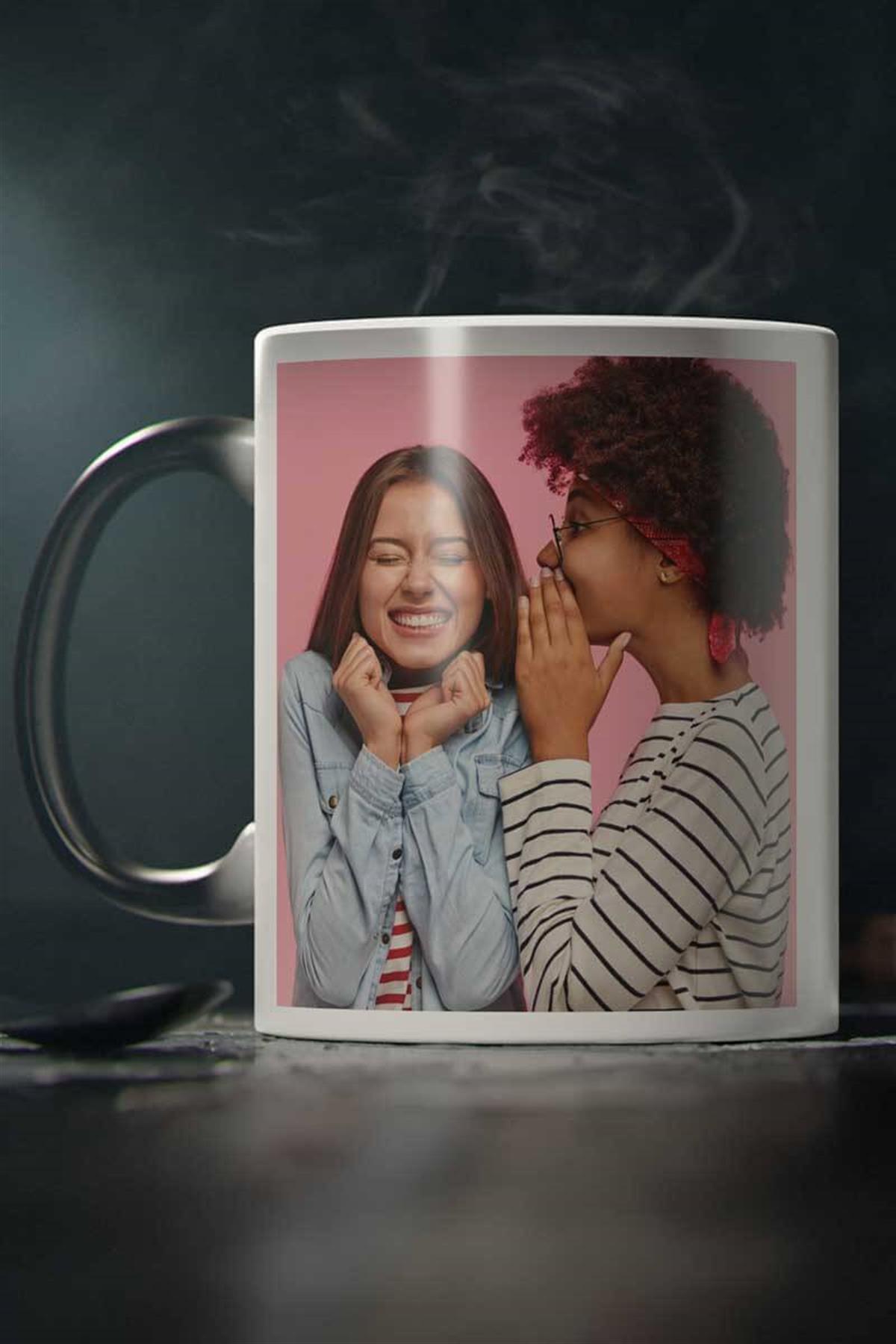 Yakın Arkadaşa Hediye Fotoğraflı Sihirli Kupa Bardak