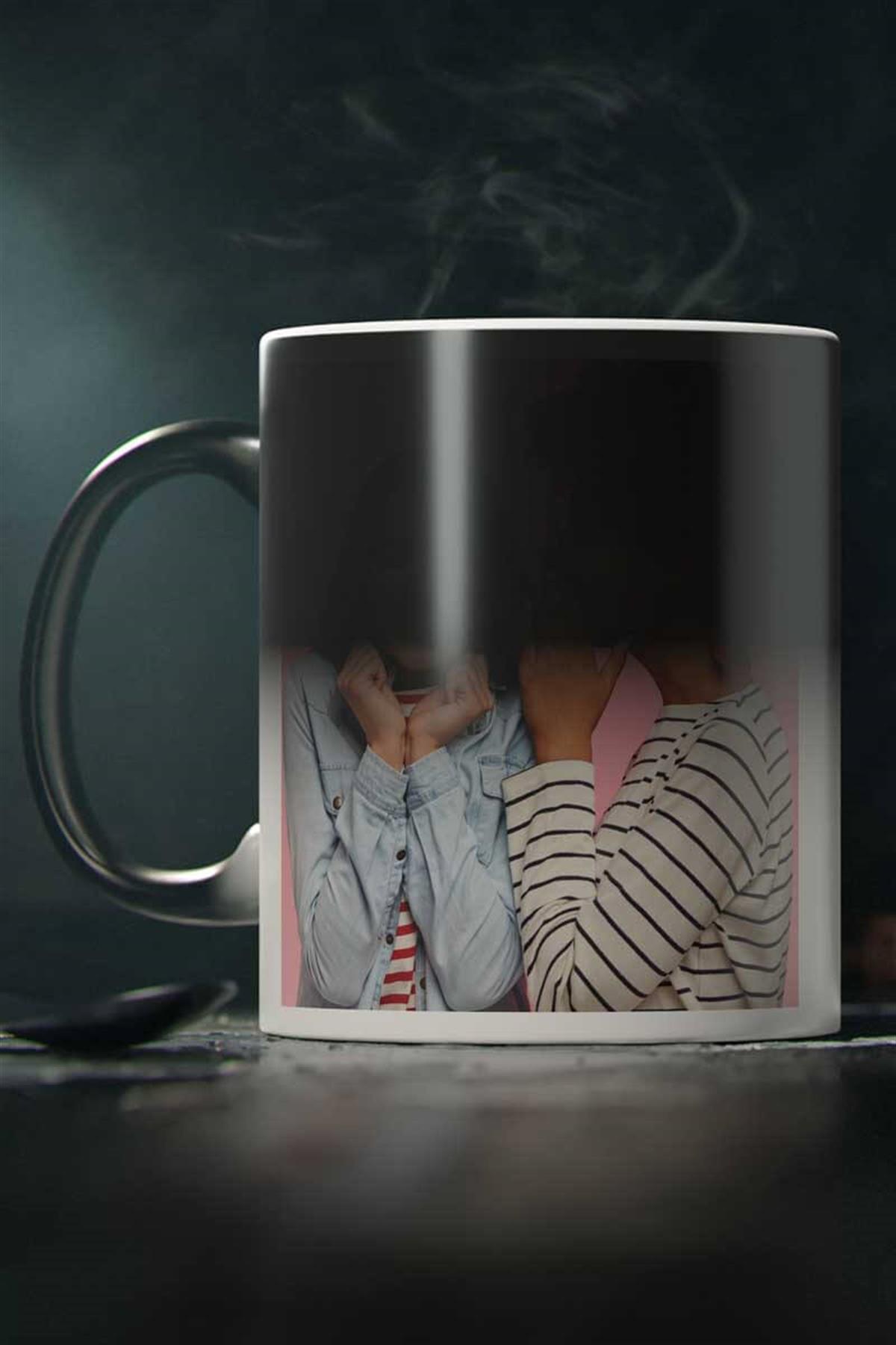 Yakın Arkadaşa Hediye Fotoğraflı Sihirli Kupa Bardak