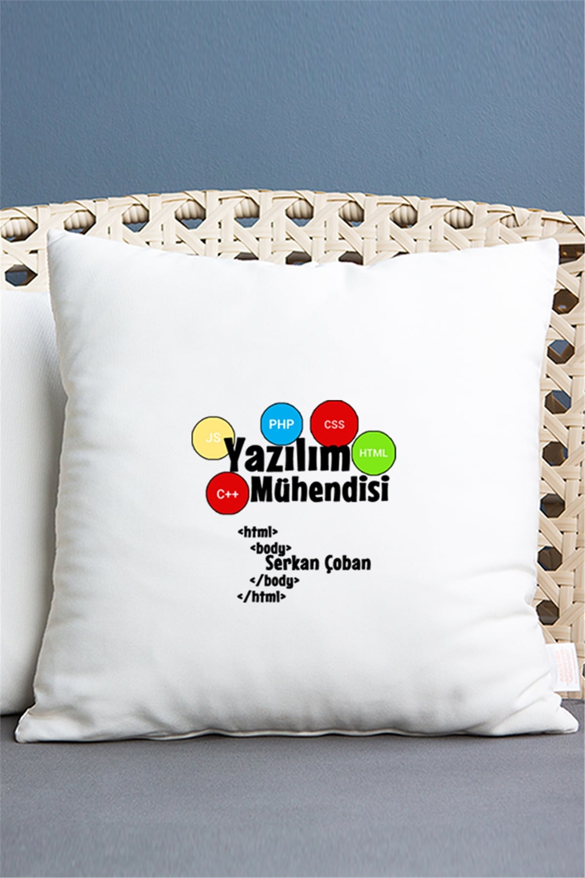 Yazılım Mühendisi Saten Kare Yastık
