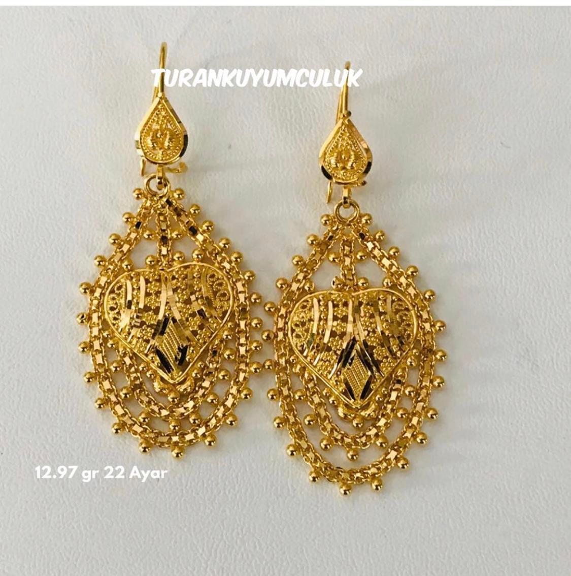 22 Ayar Küpe12,97 Gr - 22 Ayar
