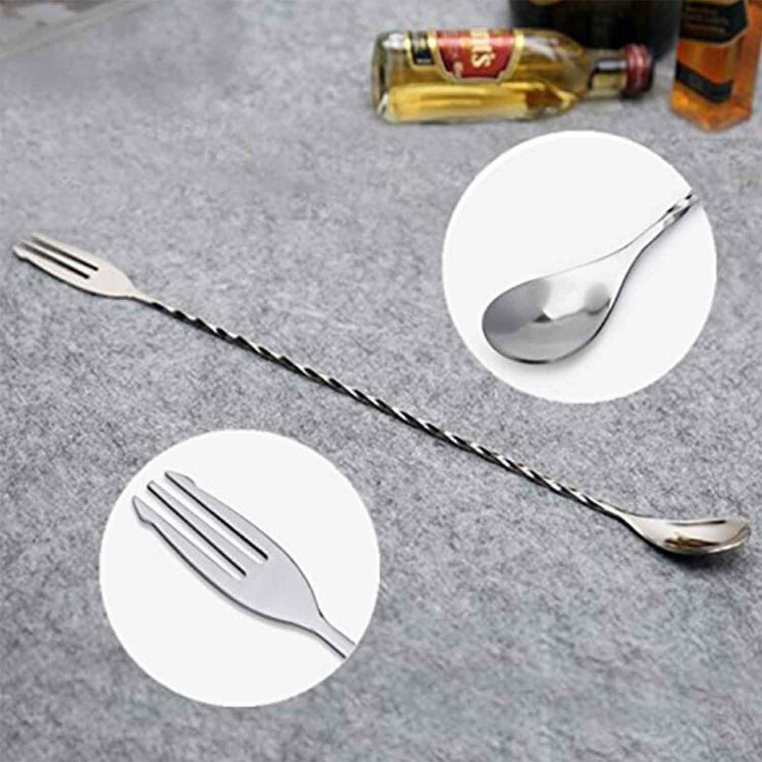 Biradlı Burgulu Çatallı Bar Kaşık 33 Cm, BİRADLI, Bar Kaşıkları