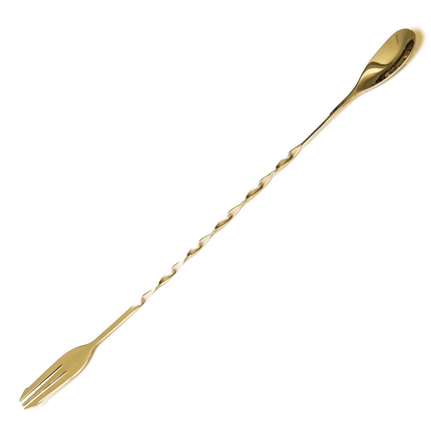 Biradlı Burgulu Çatallı Bar Kaşık Altın 33 Cm, BİRADLI, Bar Kaşıkları