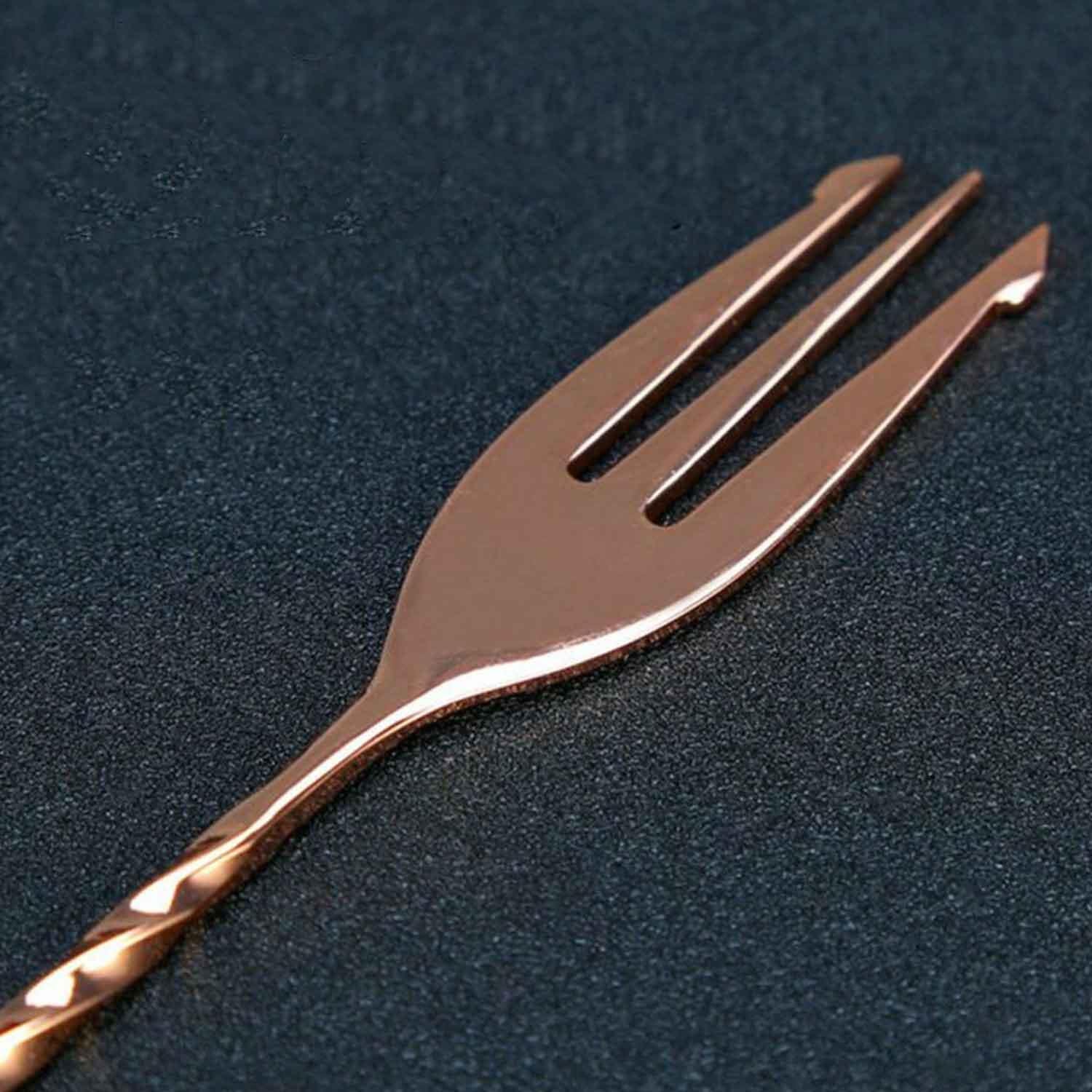 Biradlı Burgulu Çatallı Bar Kaşık Bakır 33 Cm, BİRADLI, Bar Kaşıkları