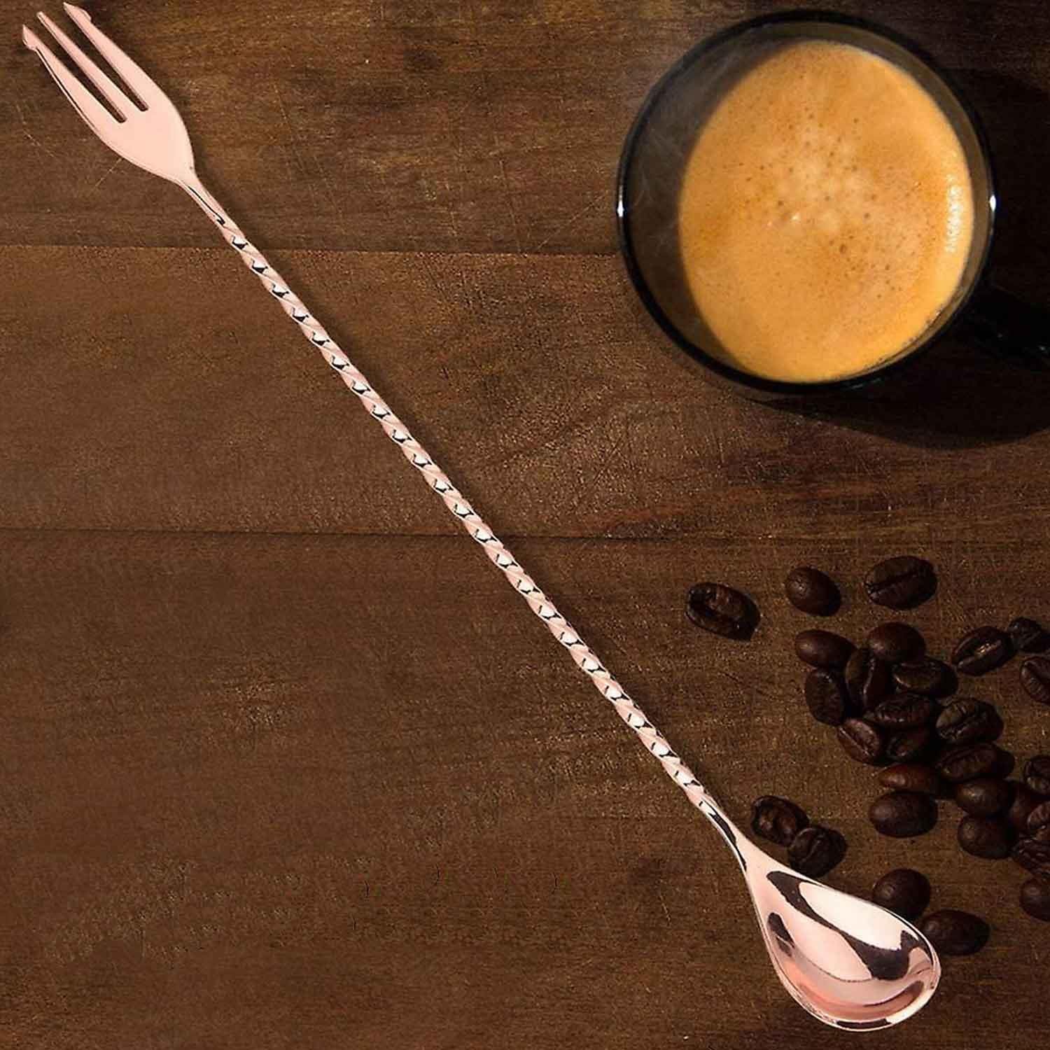 Biradlı Burgulu Çatallı Bar Kaşık Bakır 33 Cm, BİRADLI, Bar Kaşıkları