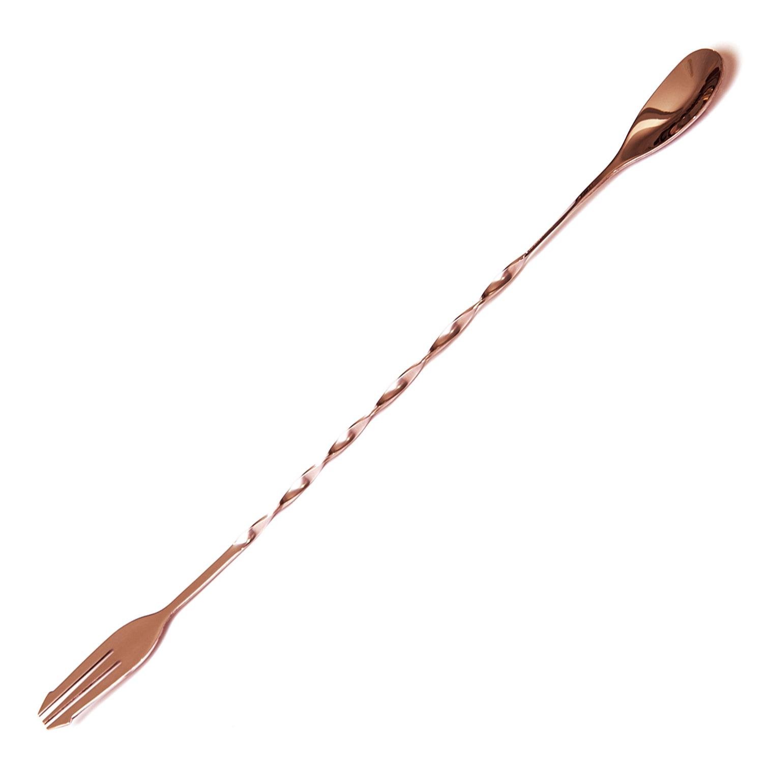 Biradlı Burgulu Çatallı Bar Kaşık Bakır 33 Cm, BİRADLI, Bar Kaşıkları