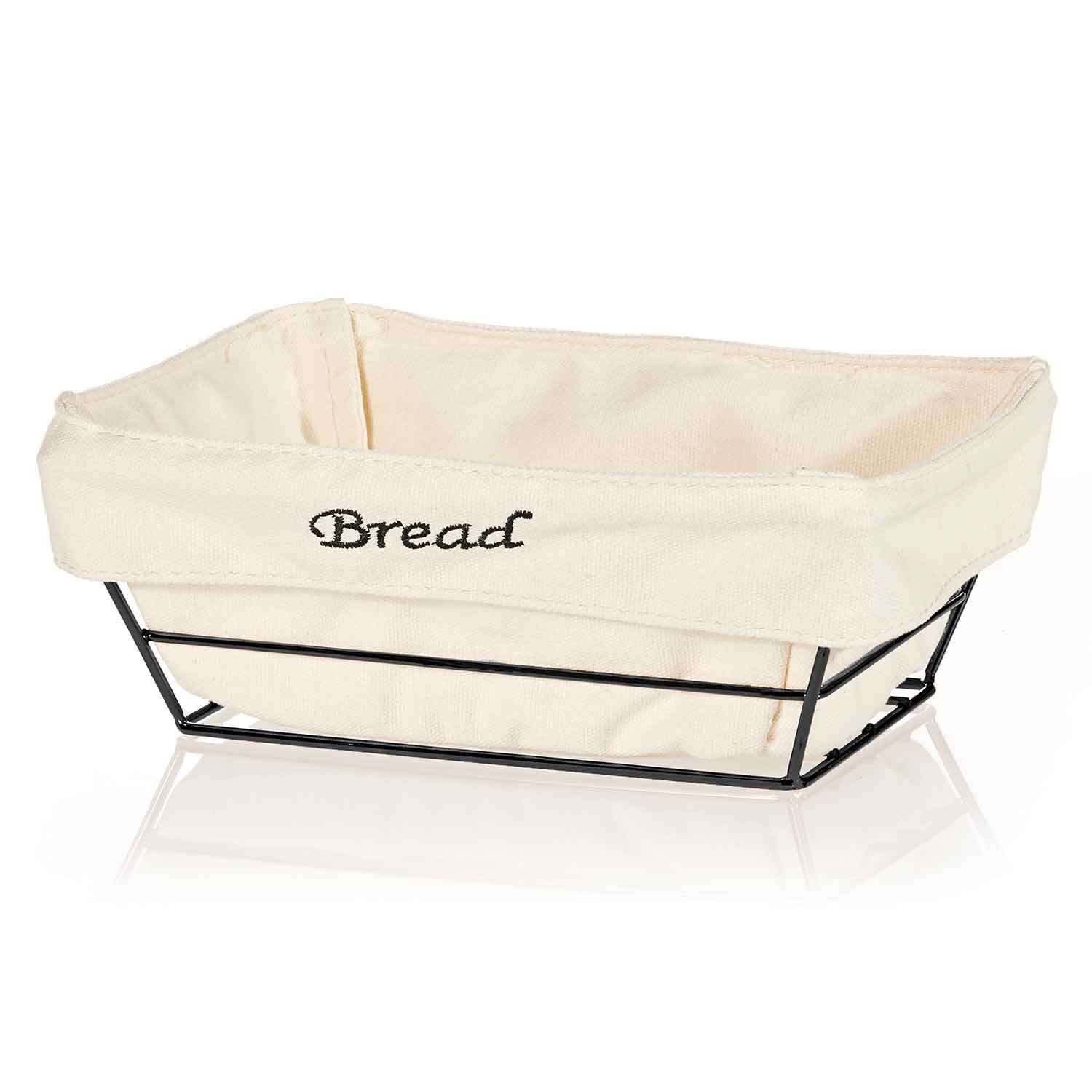 Biradlı Dikdörtgen Bezli Ekmek Sepeti, 22x16 Cm, Siyah, BİRADLI, Ekmek ve Meyve Sepetleri