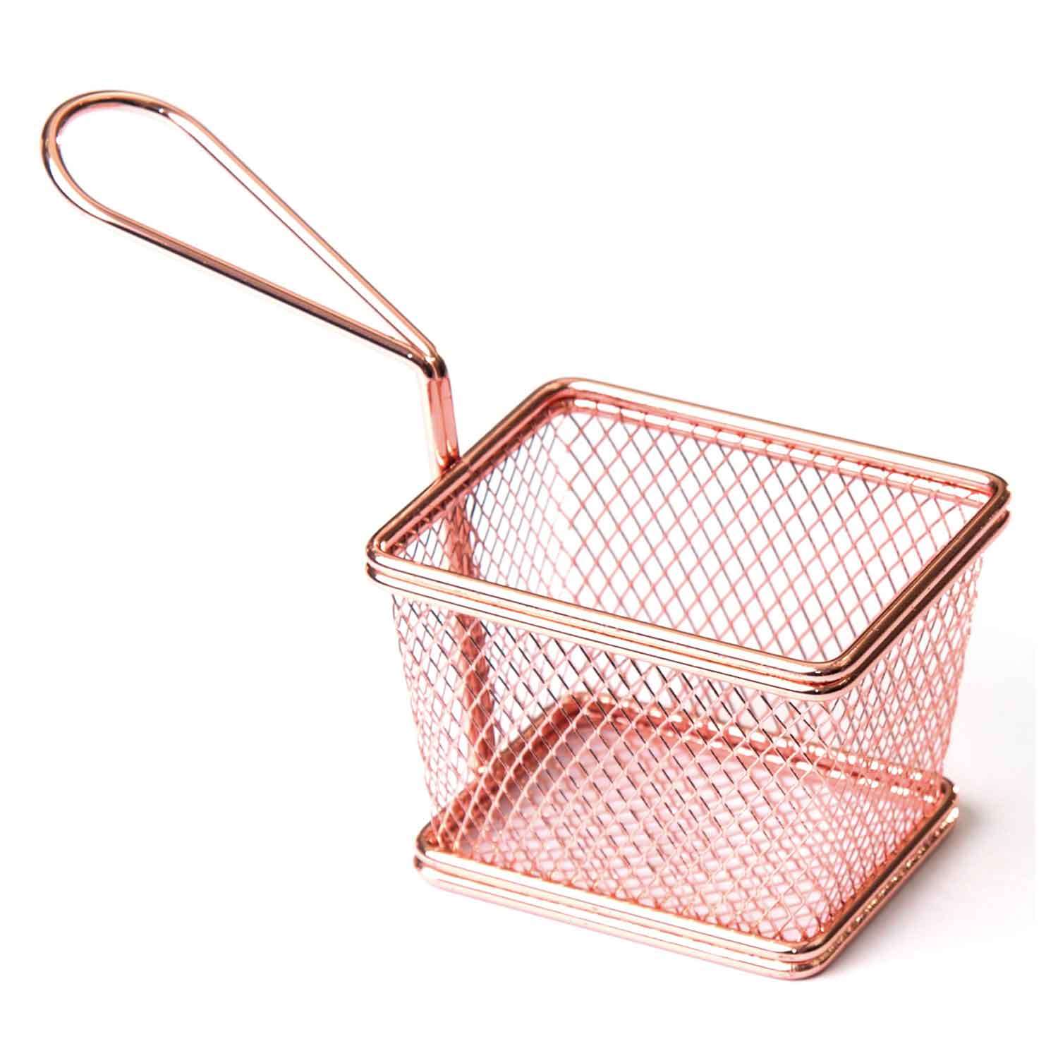 Biradlı Patates Sunum Sepeti, Kare 10x7.5 Cm, Bakır, BİRADLI, Sunum Sepetleri