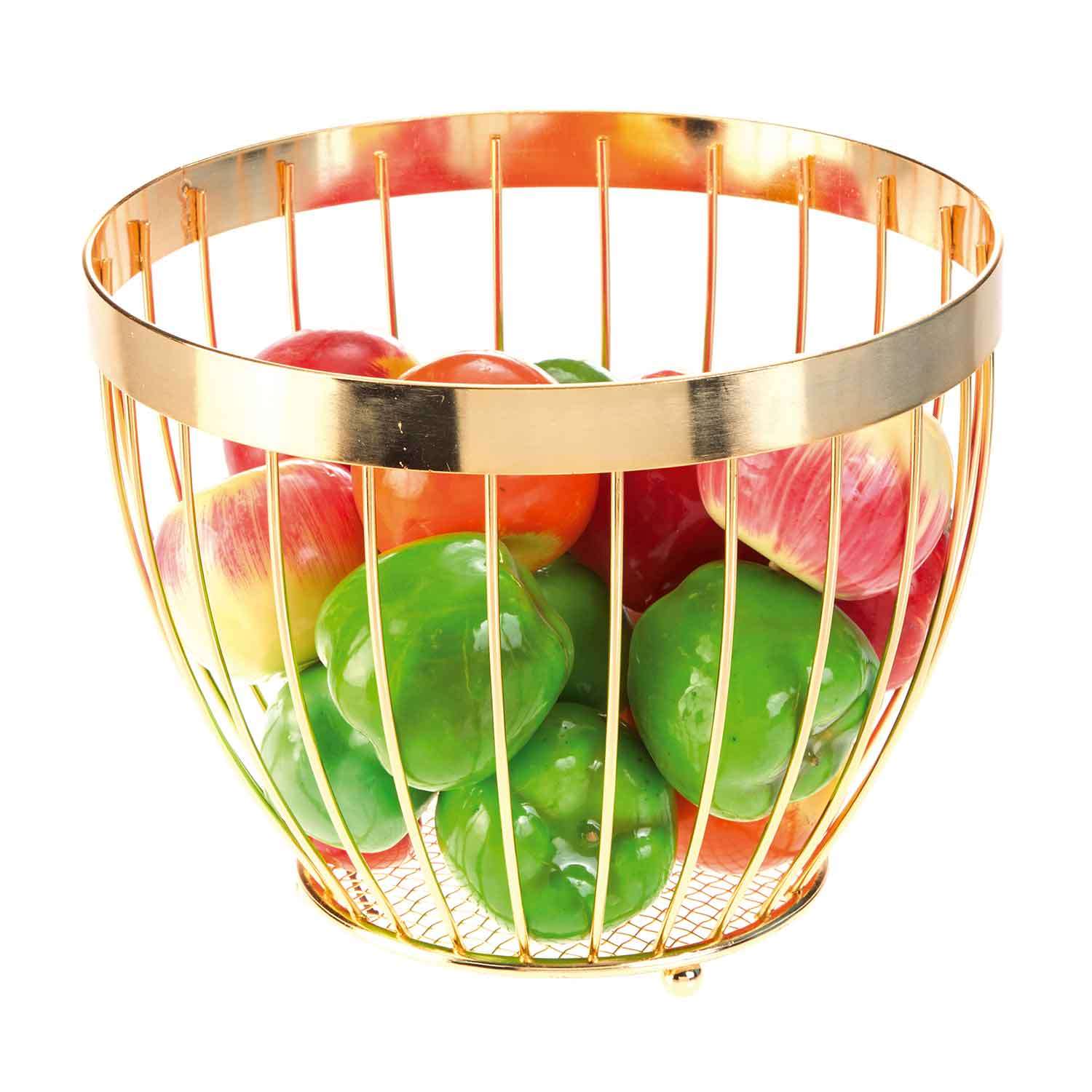 Biradlı Tel Meyvelik, 20x15 Cm, Altın, BİRADLI, Ekmek ve Meyve Sepetleri