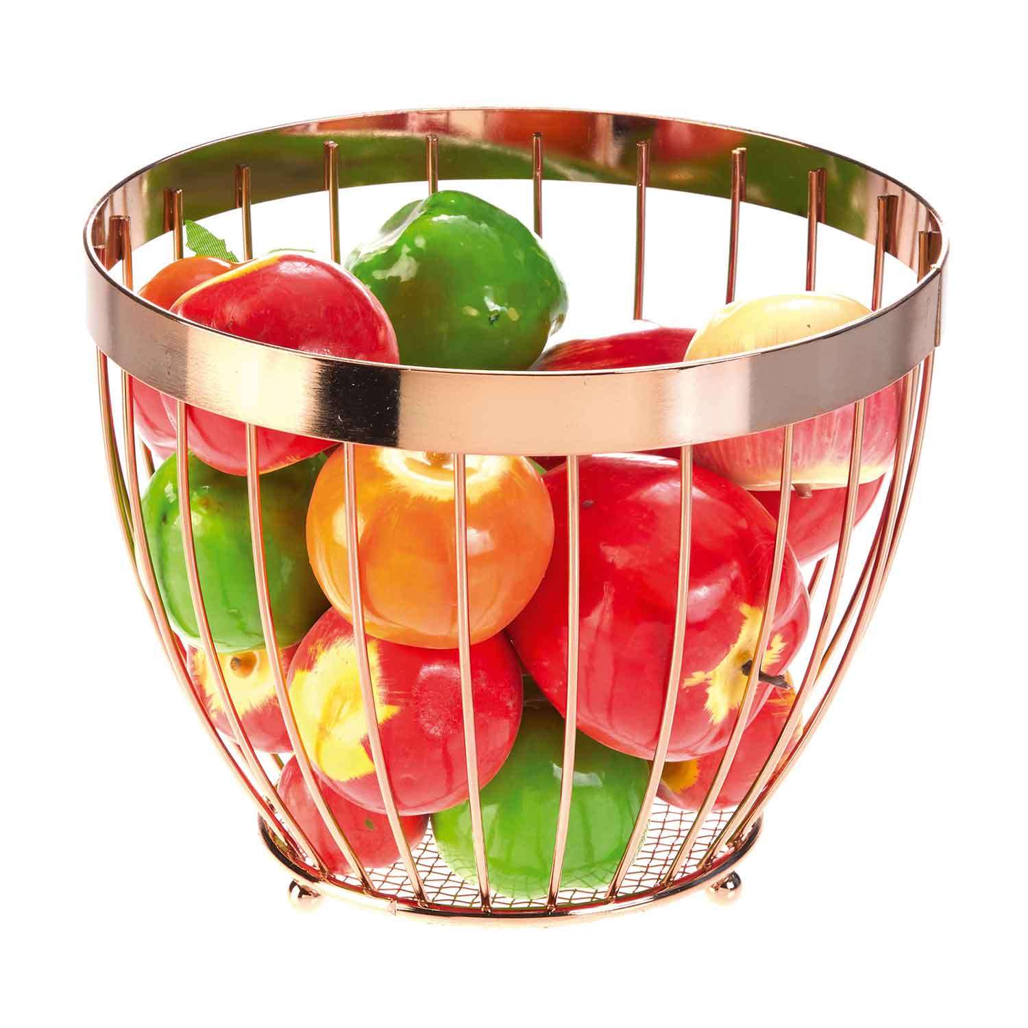 Biradlı Tel Meyvelik, 20x15 Cm, Bakır, BİRADLI, Ekmek ve Meyve Sepetleri