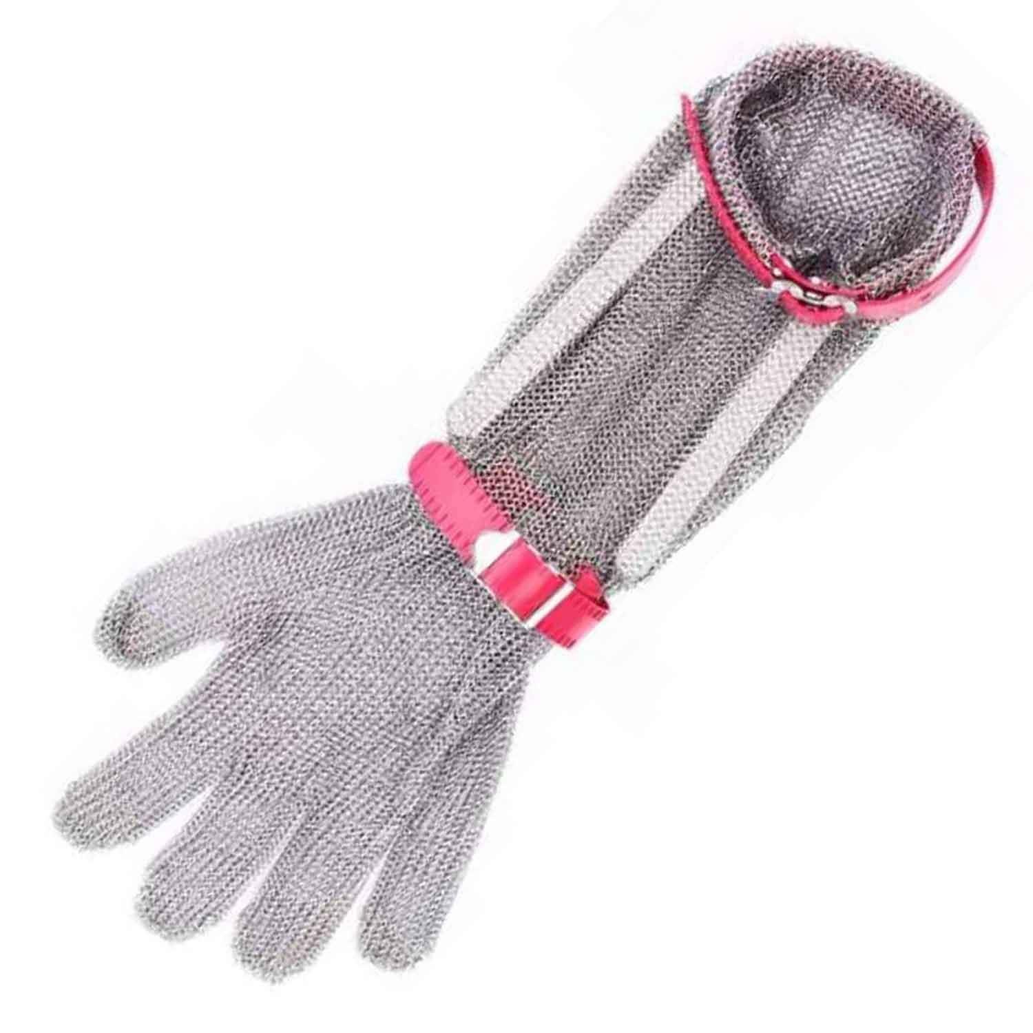 Çelik Eldiven Uzun 19 Cm Kırmızı (K) (EL-19K), EPİNOX, Çelik Önlük & Çelik Eldiven
