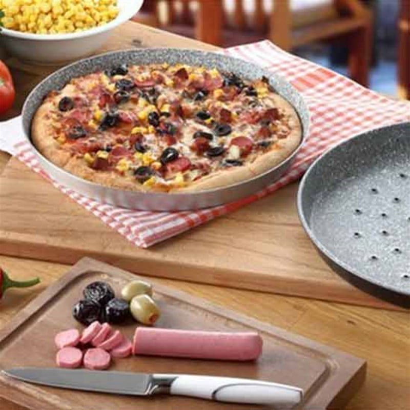 Delikli Granit Kaplamalı Sac Pizza Tavası 26 Cm