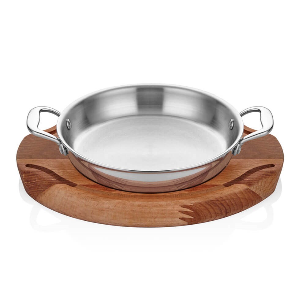 Elit Multi Metal Çelik Yumurta Sahanı, Ahşap Nihale, 18 Cm