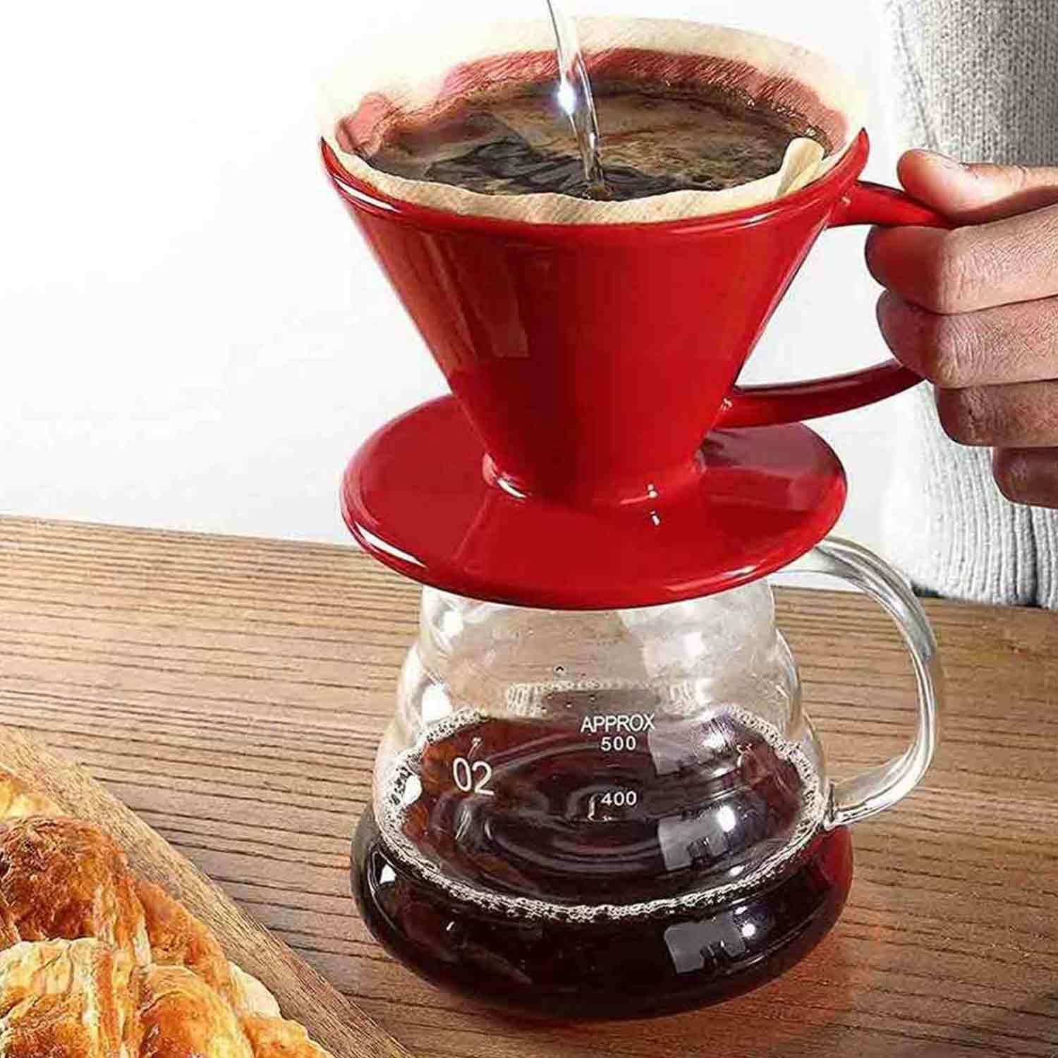 Epinox Dripper Seramik Kahve Demleme, Kırmızı, EPİNOX, Dripperler ve Setleri