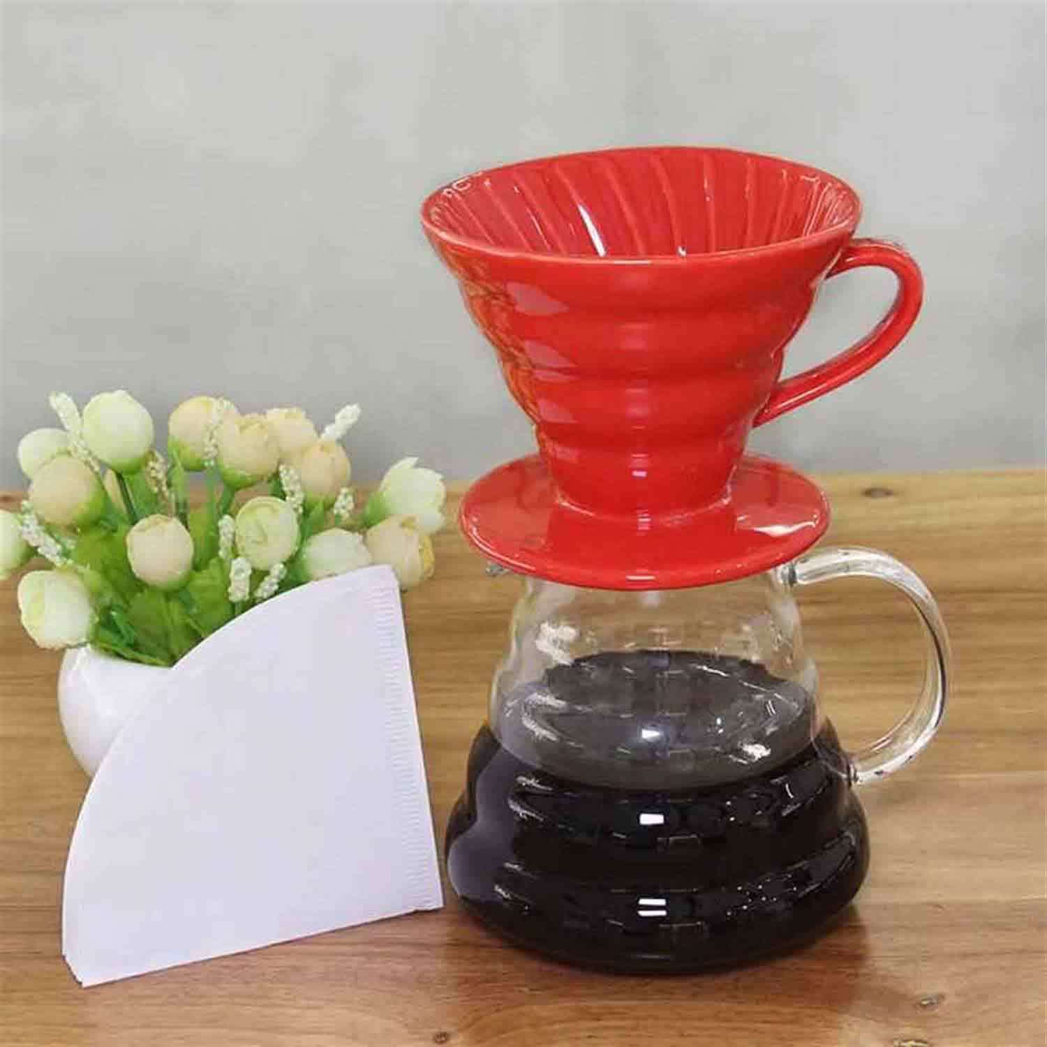 Epinox Dripper Seramik Kahve Demleme, Kırmızı, EPİNOX, Dripperler ve Setleri