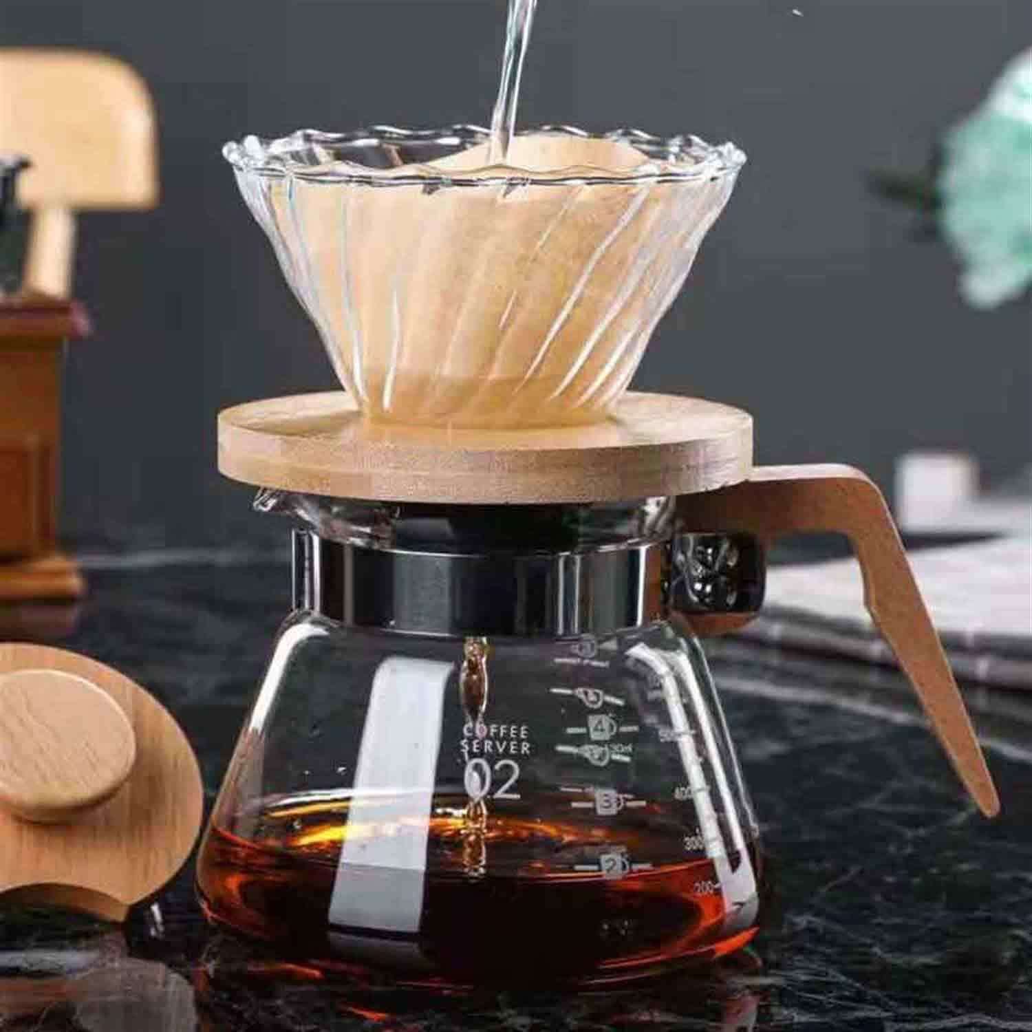 Epinox Kahve Sürahisi, Ahşap Saplı, 600 ml, EPİNOX, Filtre Kahve Cam Potlar