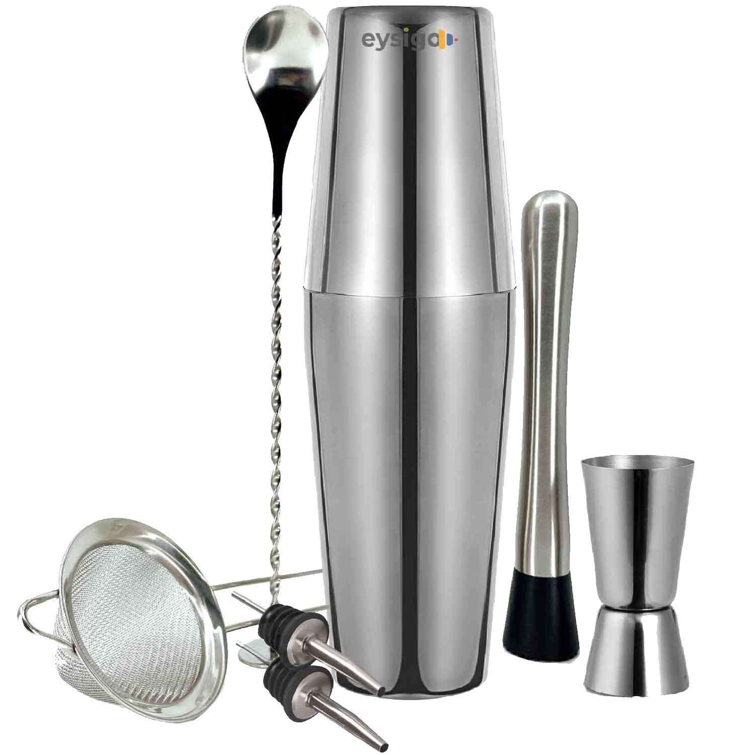Eysigo Boston Kokteyl Shaker Seti, Çelik, 550/750 ml, 7 Parça, Eysigo, Barmen Seti, Kokteyl Hazırlama Setleri