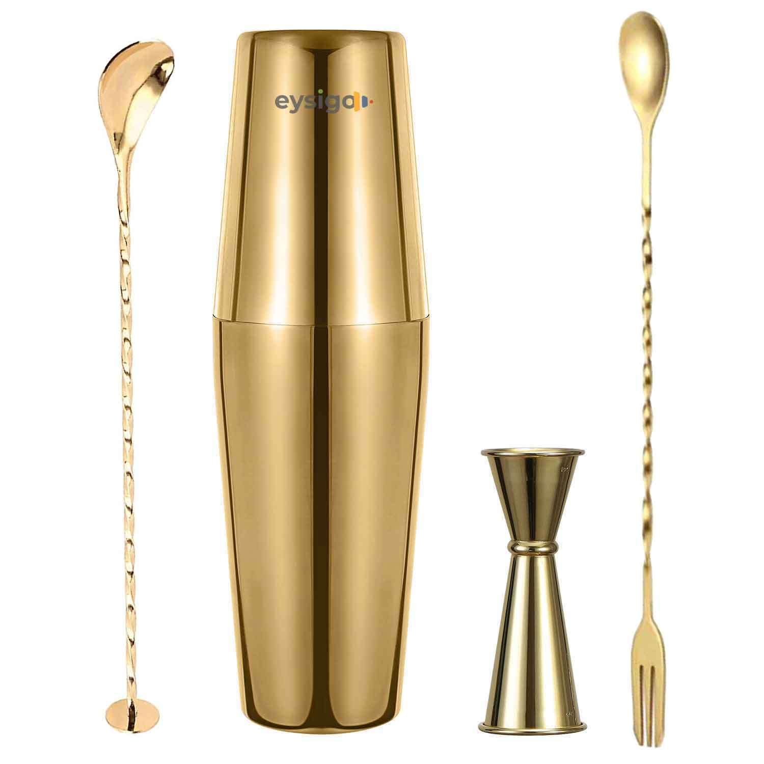 Eysigo Boston Kokteyl Shaker Seti, Gold, 550/750 ml, 4 Parça, Eysigo, Barmen Seti, Kokteyl Hazırlama Setleri
