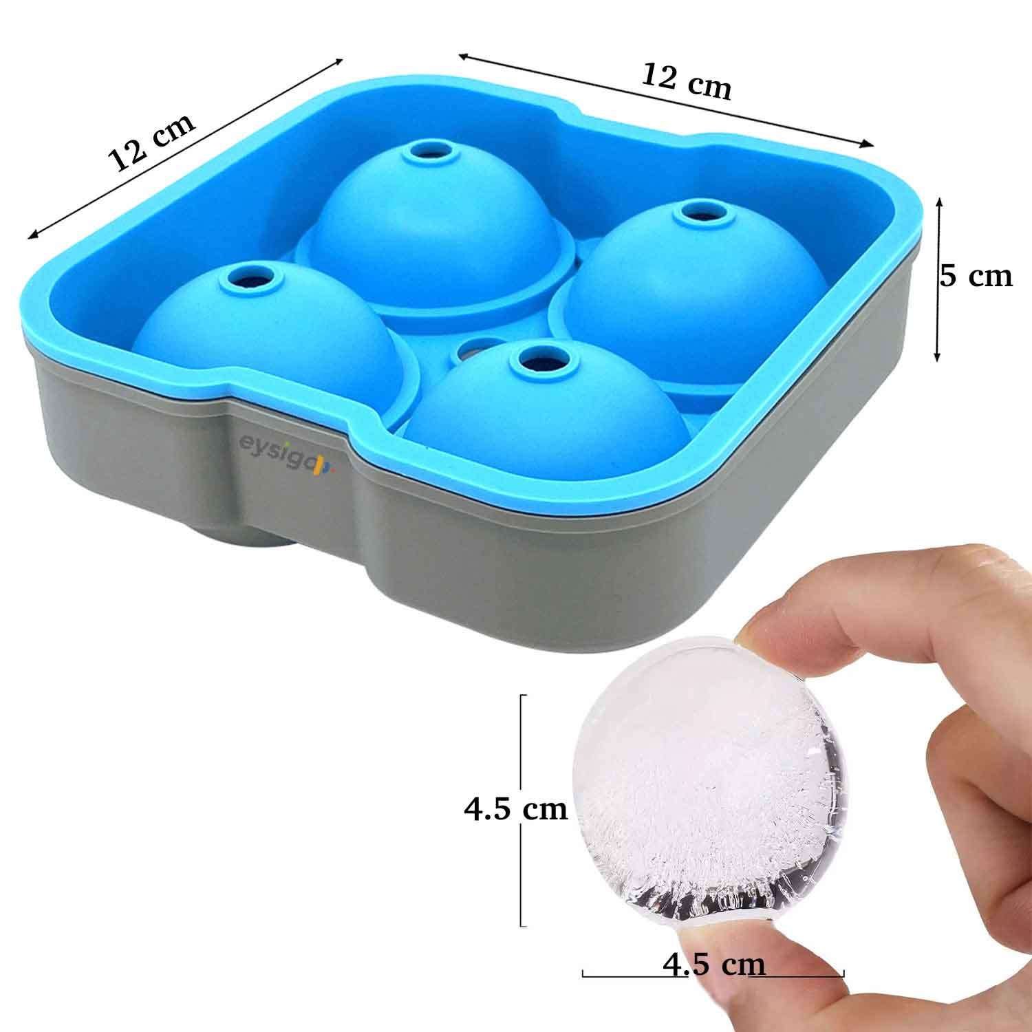 Eysigo Büyük Boy Silikon 4 Lü Top Buz Kalıbı, Mavi Gri, Eysigo, Silikon Buz Kalıpları