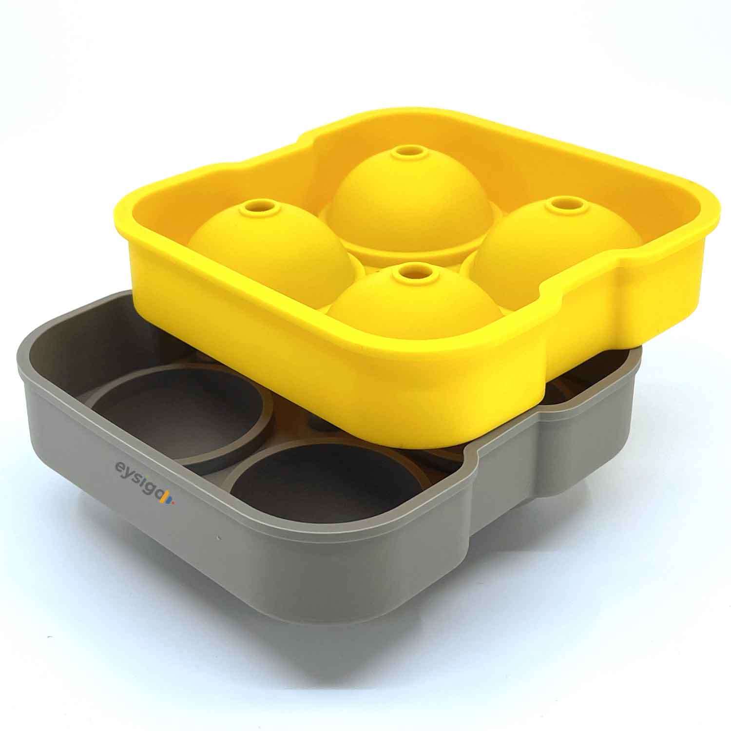 Eysigo Büyük Boy Silikon 4 Lü Top Buz Kalıbı, Sarı Gri, Eysigo, Silikon Buz Kalıpları