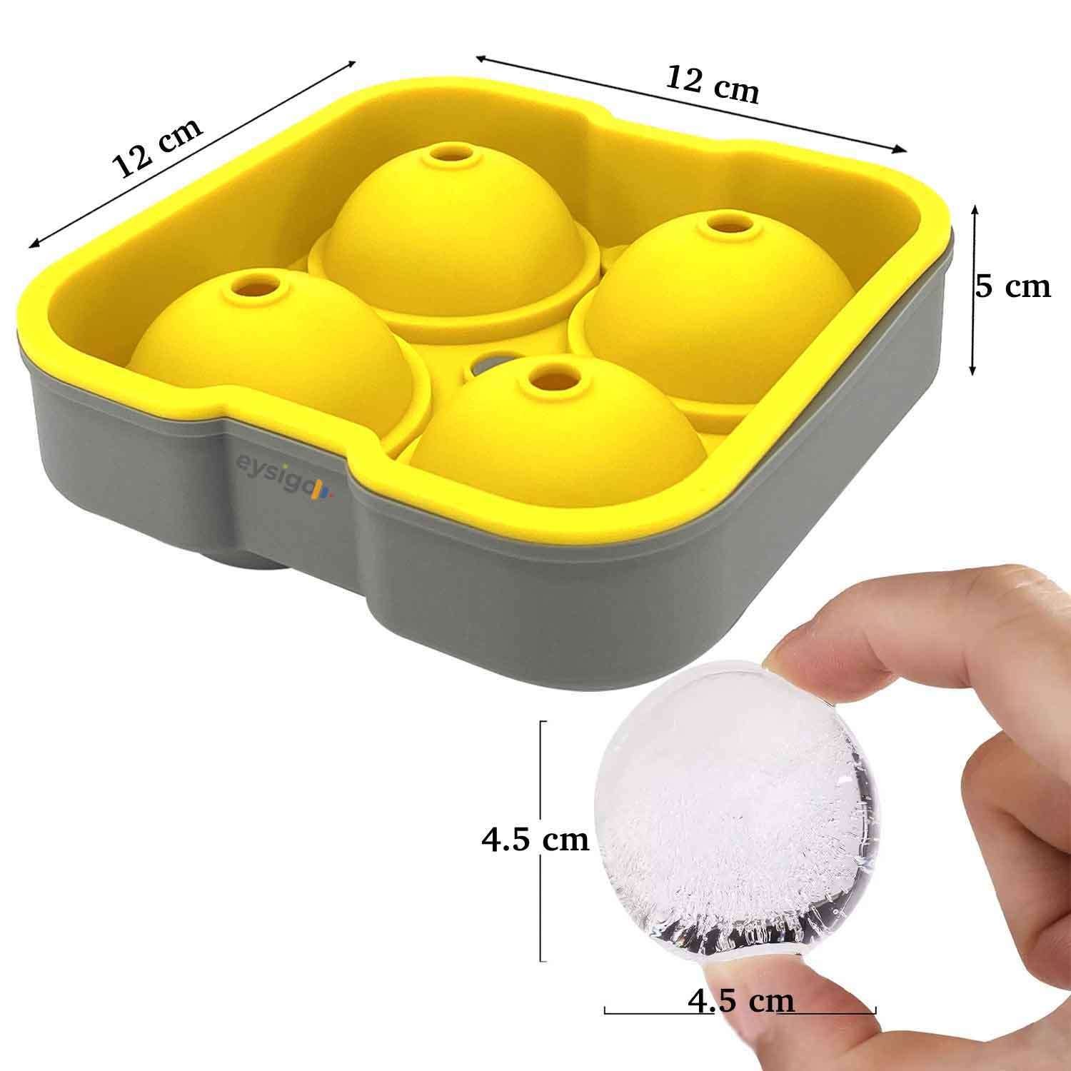 Eysigo Büyük Boy Silikon 4 Lü Top Buz Kalıbı, Sarı Gri, Eysigo, Silikon Buz Kalıpları