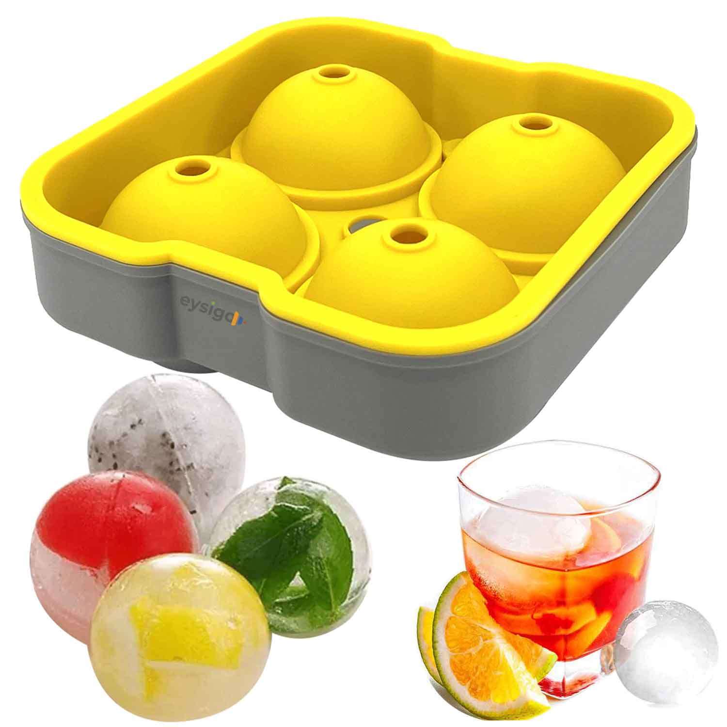 Eysigo Büyük Boy Silikon 4 Lü Top Buz Kalıbı, Sarı Gri, Eysigo, Silikon Buz Kalıpları