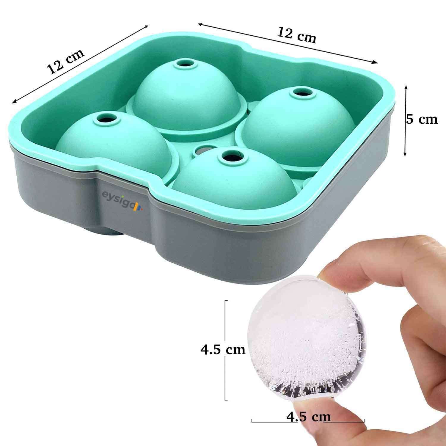 Eysigo Büyük Boy Silikon 4 Lü Top Buz Kalıbı, Yeşil Gri, Eysigo, Silikon Buz Kalıpları