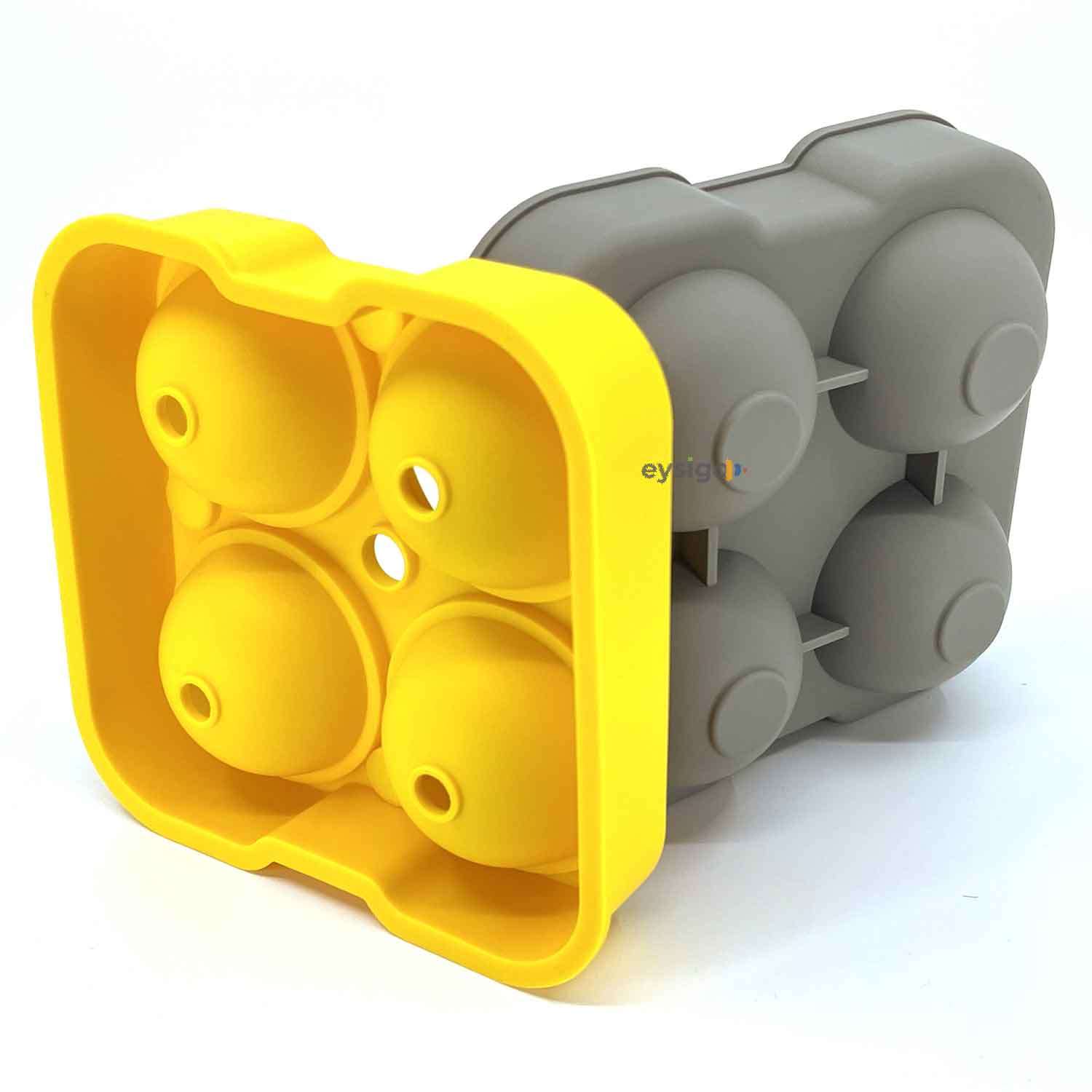 Eysigo Büyük Boy Silikon 4 Lü Top Buz Kalıbı, Sarı Gri, Eysigo, Silikon Buz Kalıpları