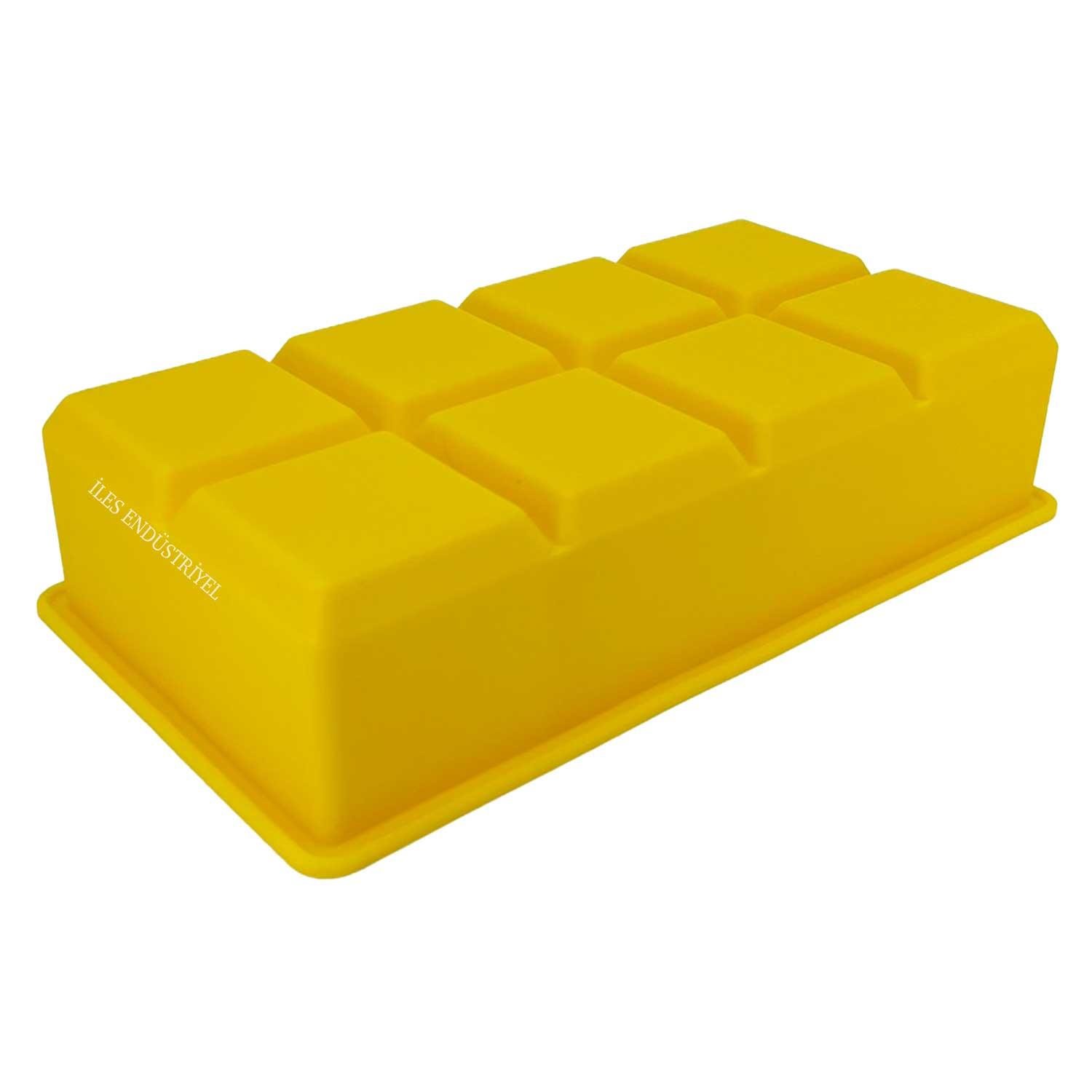 Eysigo Kapaklı Premium Büyük 8 Bölmeli Silikon Buz Kalıbı, Sarı, Eysigo, Silikon Buz Kalıpları