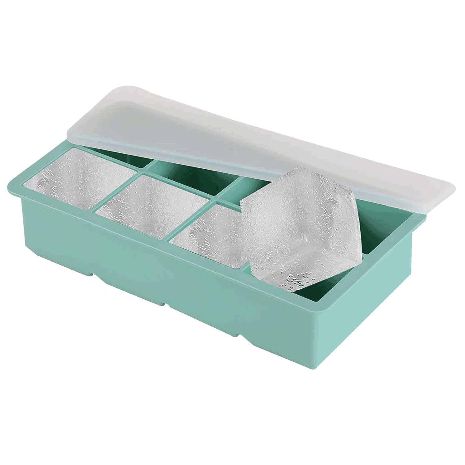 Eysigo Kapaklı Premium Büyük 8 Bölmeli Silikon Buz Kalıbı, Yeşil, Eysigo, Silikon Buz Kalıpları