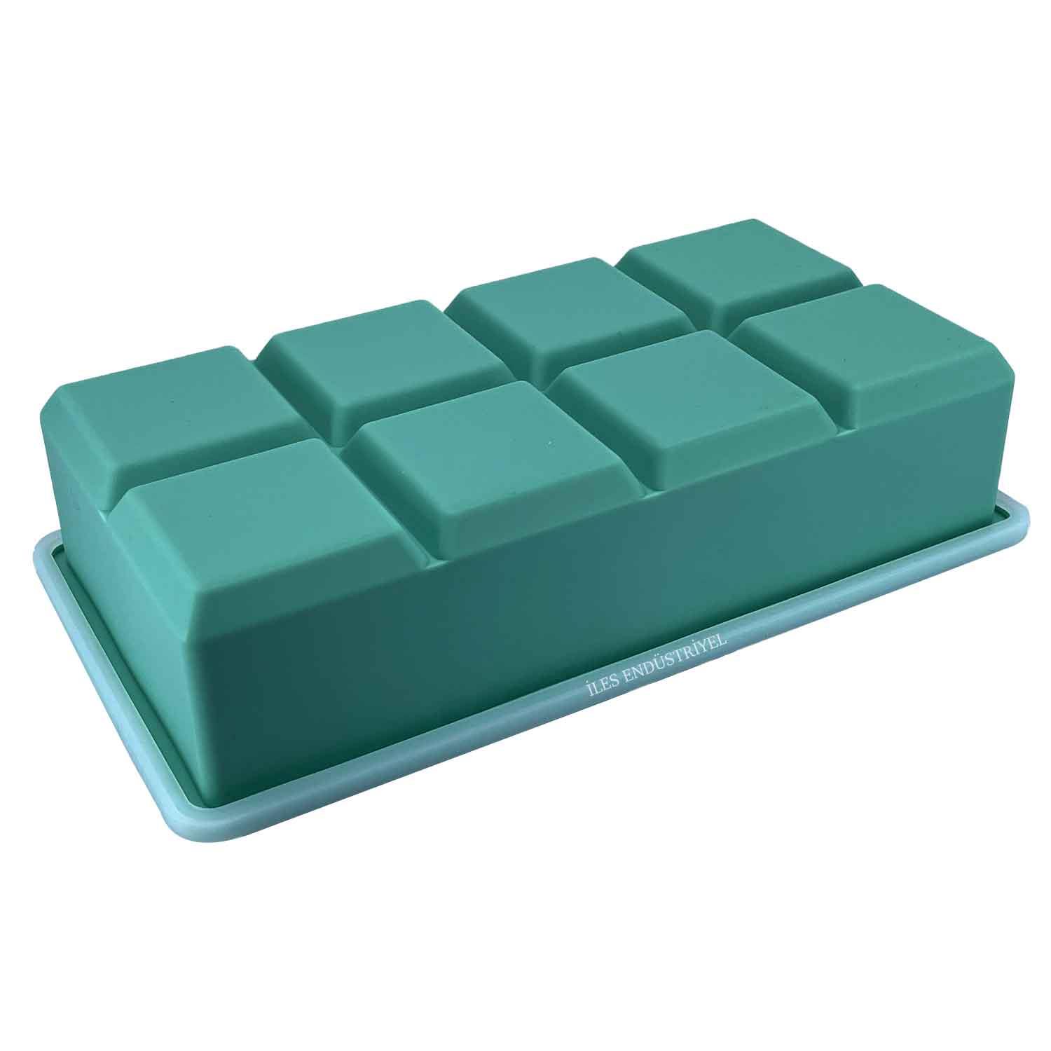 Eysigo Kapaklı Premium Büyük 8 Bölmeli Silikon Buz Kalıbı, Yeşil, Eysigo, Silikon Buz Kalıpları