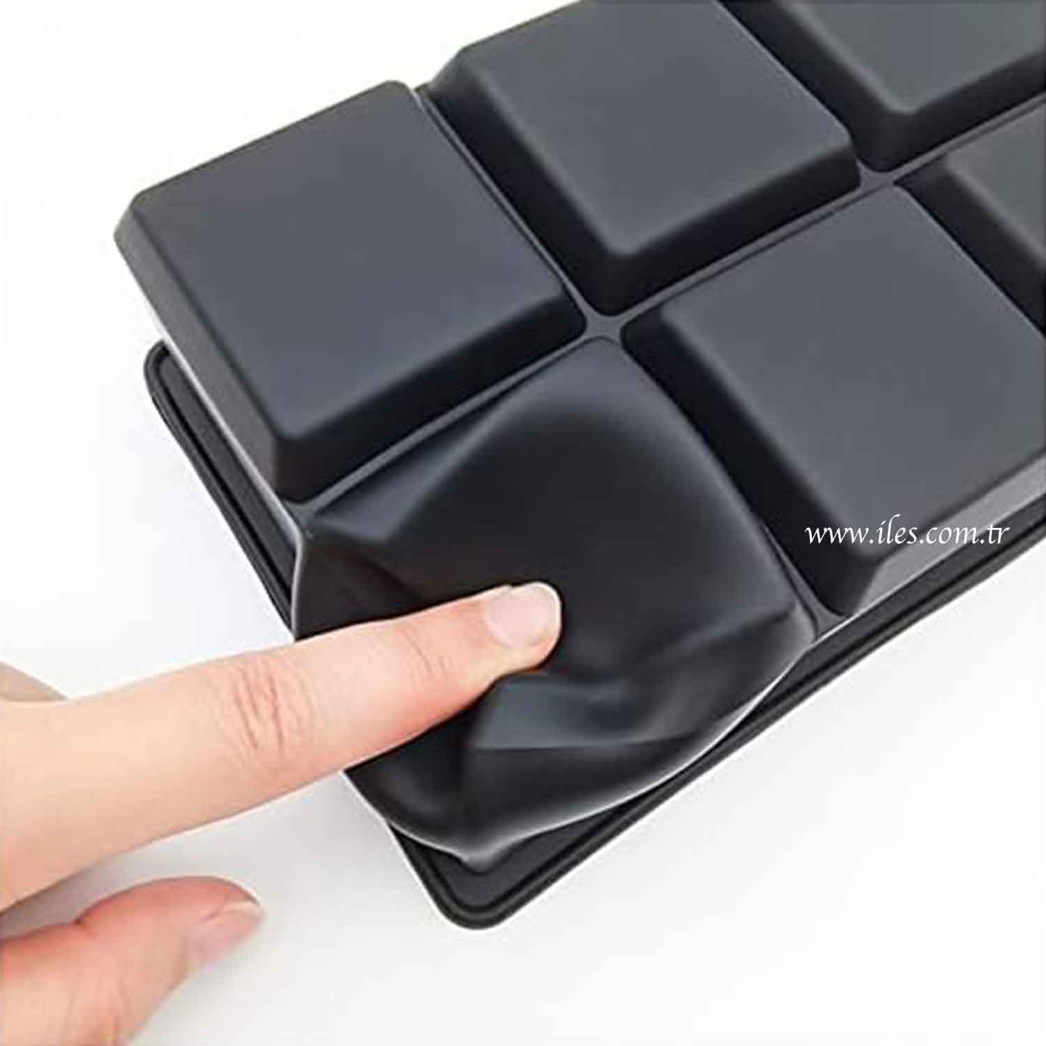 Eysigo Kapaksız Büyük Boy 8 Bölmeli Silikon Buz Kalıbı, Siyah, Eysigo, Silikon Buz Kalıpları