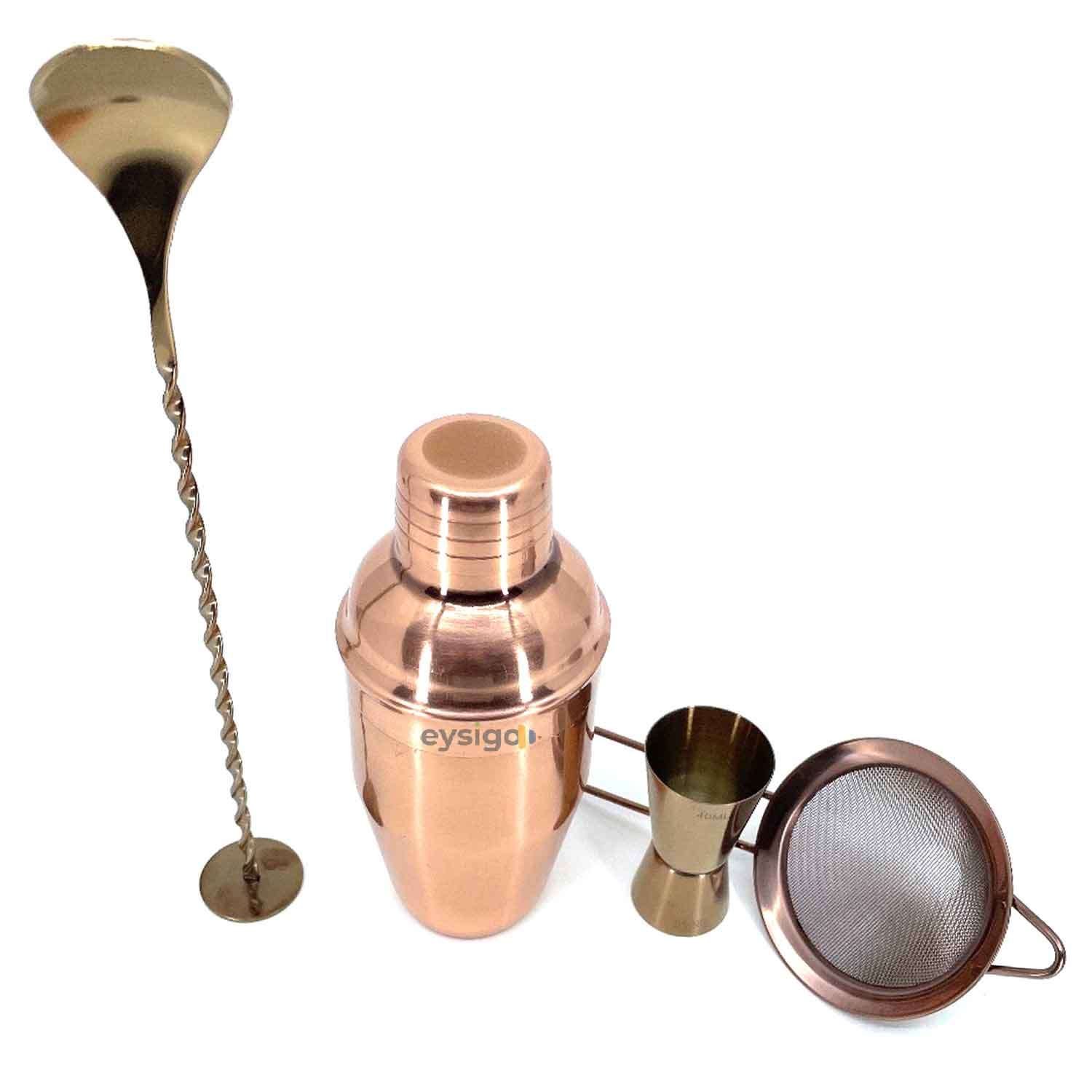 Eysigo Kokteyl Shaker Seti, Bakır, 350 ml, 4 Parça, Eysigo, Barmen Seti, Kokteyl Hazırlama Setleri
