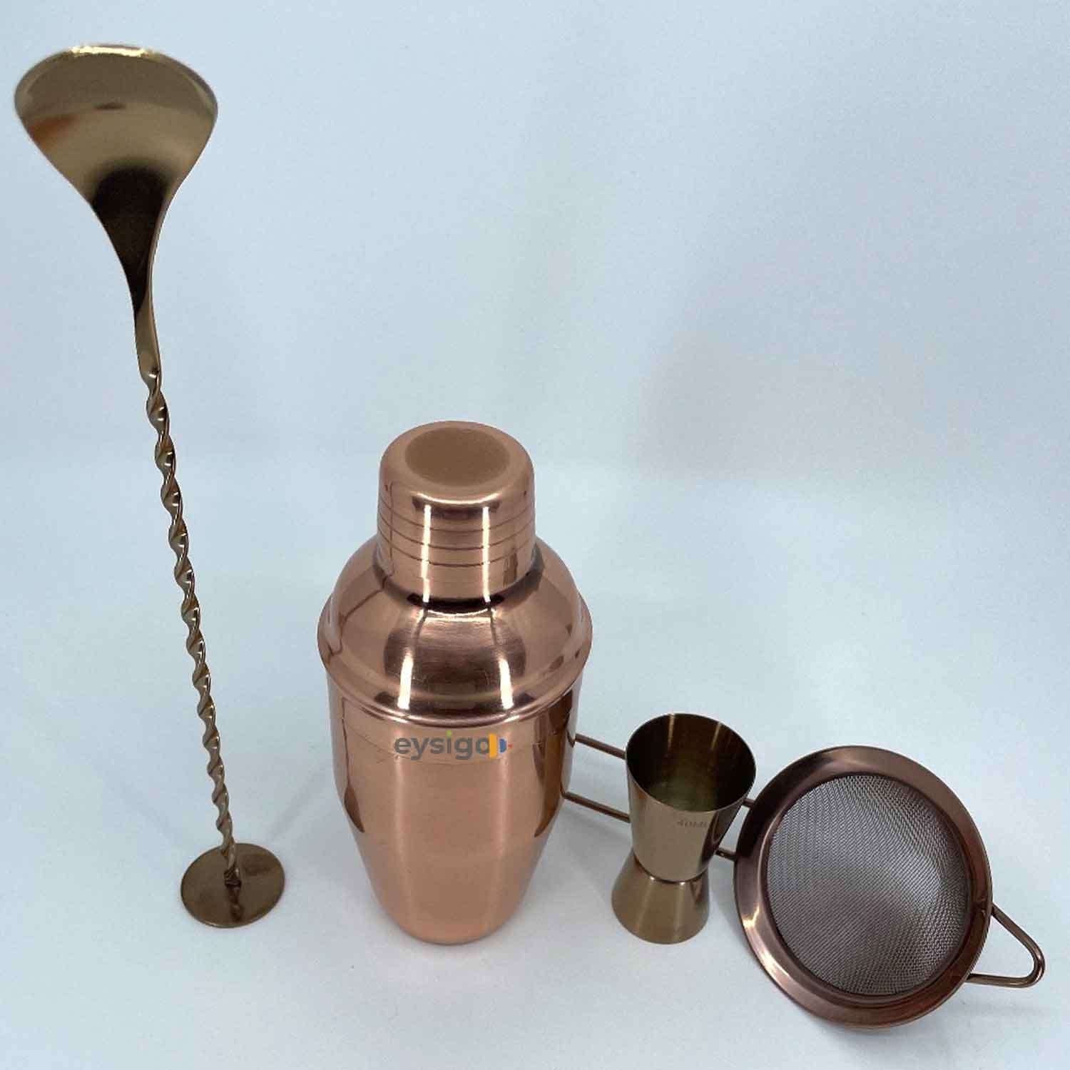 Eysigo Kokteyl Shaker Seti, Bakır, 350 ml, 4 Parça, Eysigo, Barmen Seti, Kokteyl Hazırlama Setleri
