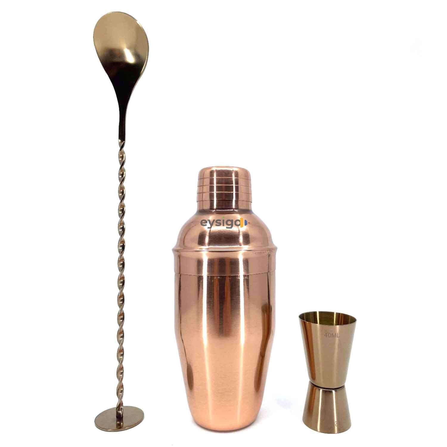 Eysigo Kokteyl Shaker Seti, Bakır, 350 ml, 3 Parça, Eysigo, Barmen Seti, Kokteyl Hazırlama Setleri