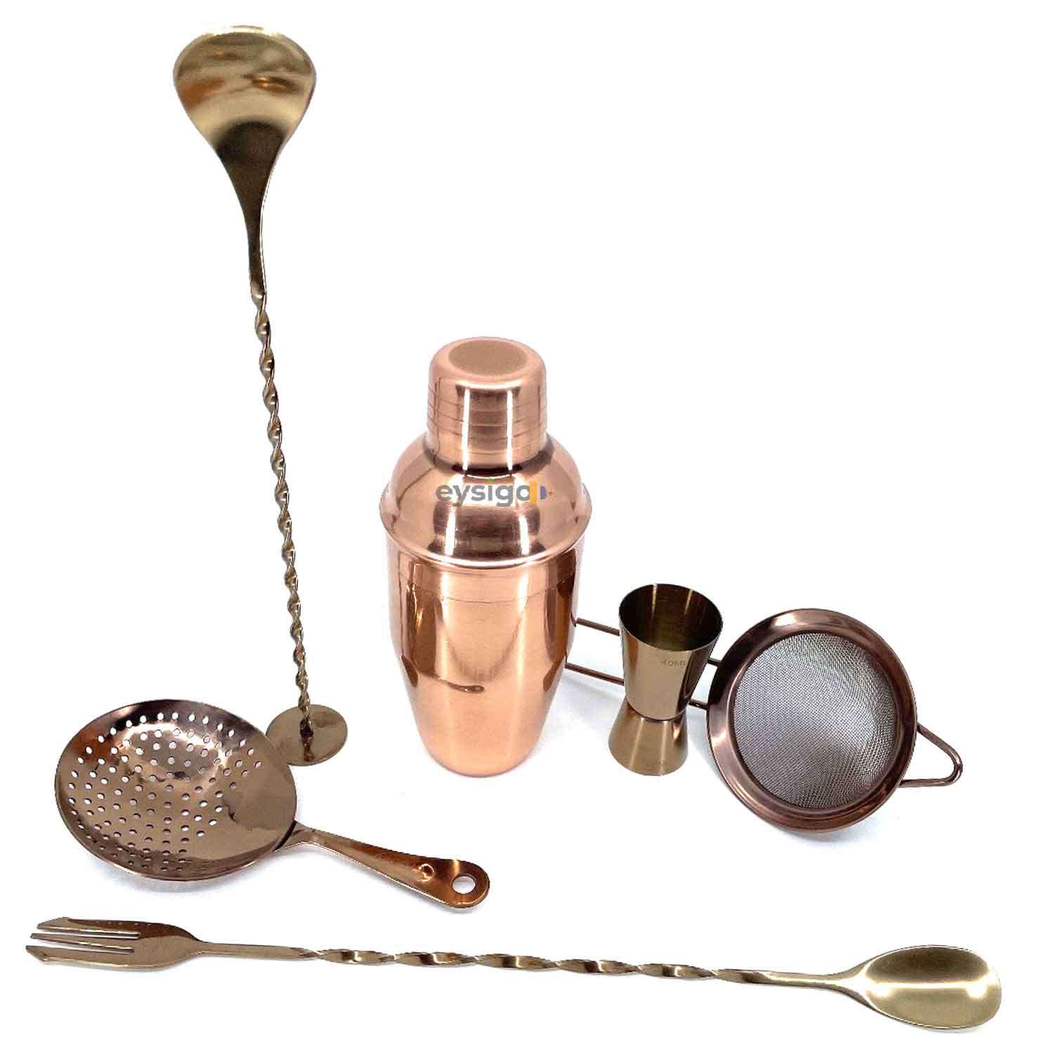 Eysigo Kokteyl Shaker Seti, Bakır, 350 ml, 6 Parça, Eysigo, Barmen Seti, Kokteyl Hazırlama Setleri