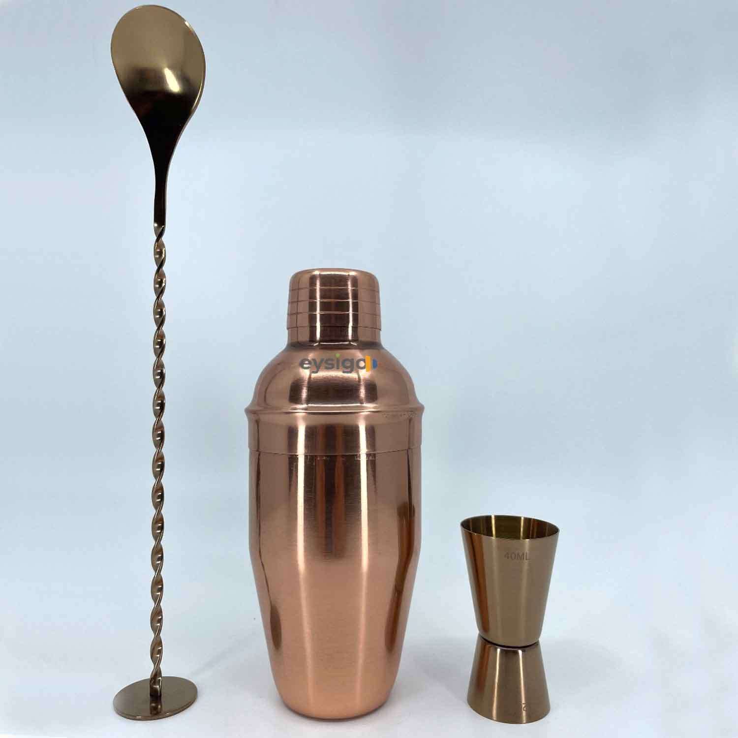 Eysigo Kokteyl Shaker Seti, Bakır, 350 ml, 3 Parça, Eysigo, Barmen Seti, Kokteyl Hazırlama Setleri