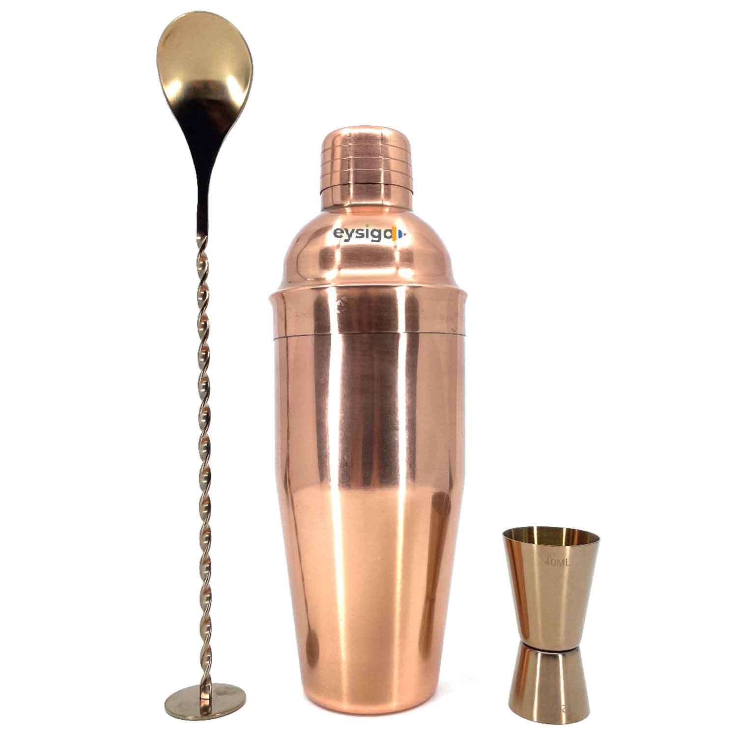 Eysigo Kokteyl Shaker Seti, Bakır, 700 ml, 3 Parça, Eysigo, Barmen Seti, Kokteyl Hazırlama Setleri