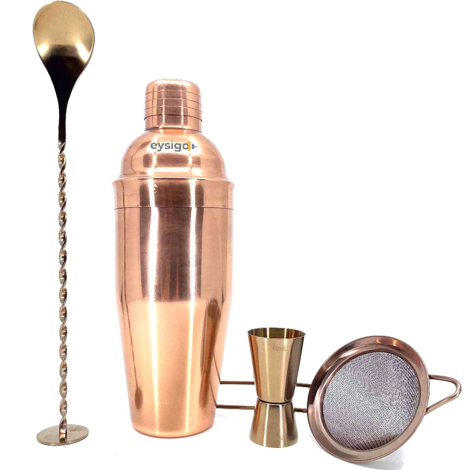 Eysigo Kokteyl Shaker Seti, Bakır, 700 ml, 4 Parça, Eysigo, Barmen Seti, Kokteyl Hazırlama Setleri
