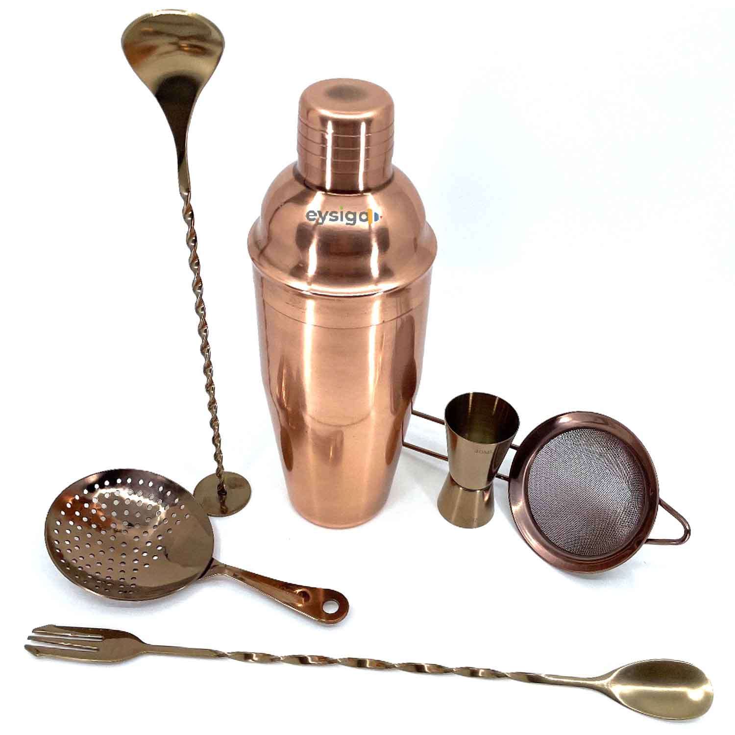 Eysigo Kokteyl Shaker Seti, Bakır, 700 ml, 6 Parça, Eysigo, Barmen Seti, Kokteyl Hazırlama Setleri
