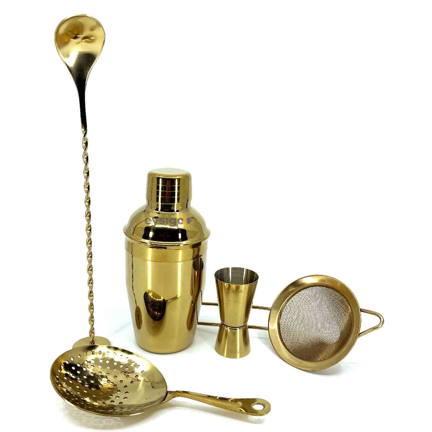 Eysigo Kokteyl Shaker Seti, Gold, 350 ml, 5 Parça, Eysigo, Barmen Seti, Kokteyl Hazırlama Setleri